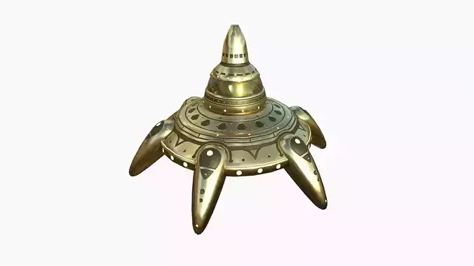 Alien Spaceship UFO G07 Gold - Sci Fi Spacecraft Design Low-poly 3D model