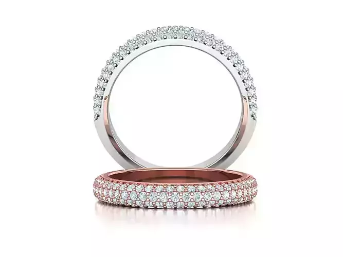 3-Row Diamond Ring Half Eternity Gianna band 3dmodel 3D print model