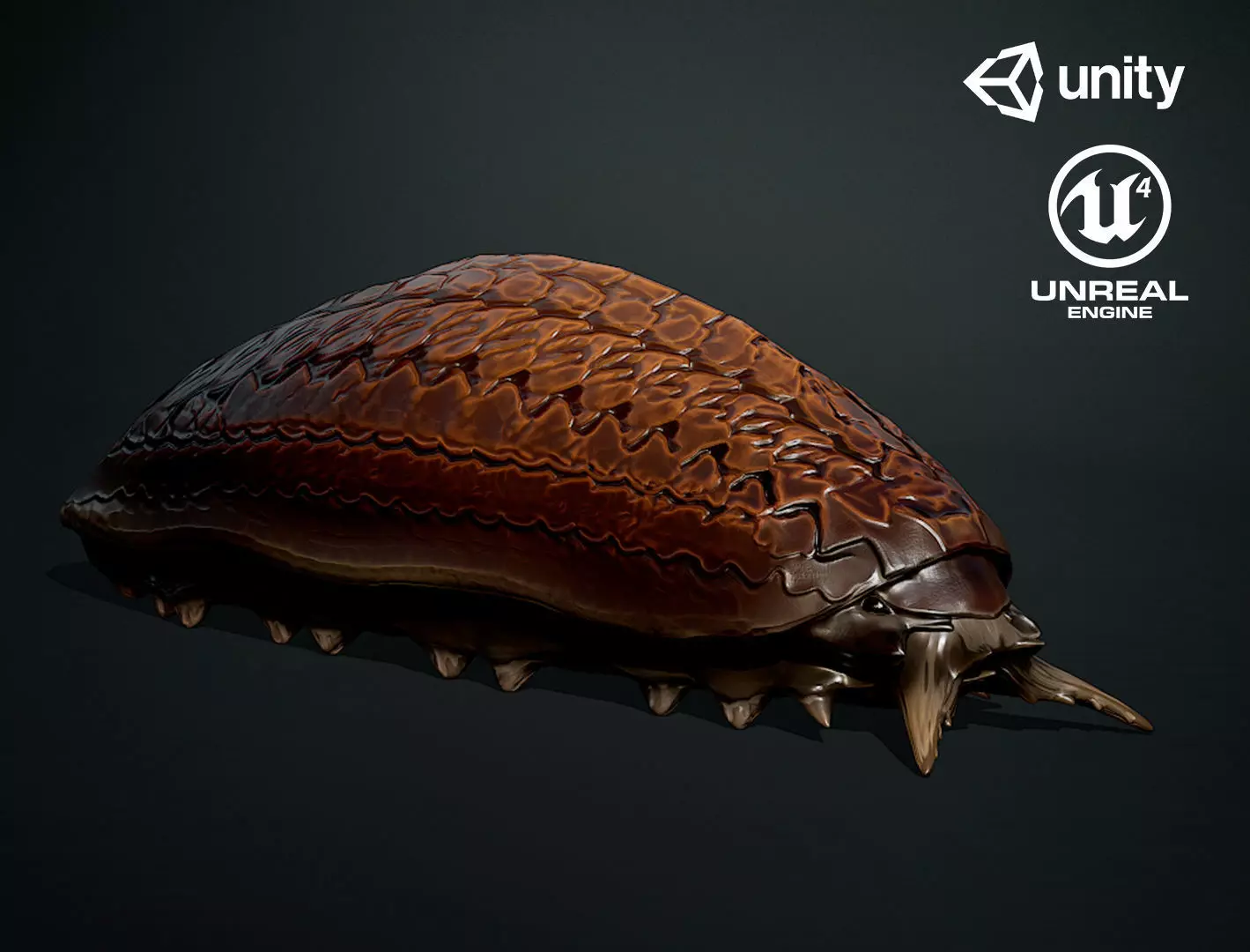 Larvae creature1 - Game Ready Low-poly 3D model Low-poly 3D model_0