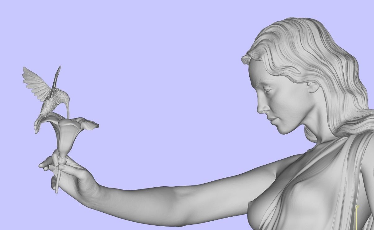 Woman with flower 3D print model_10