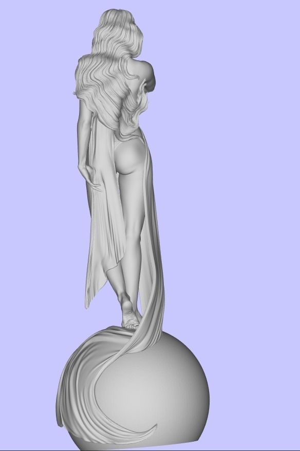 Woman with flower 3D print model_6