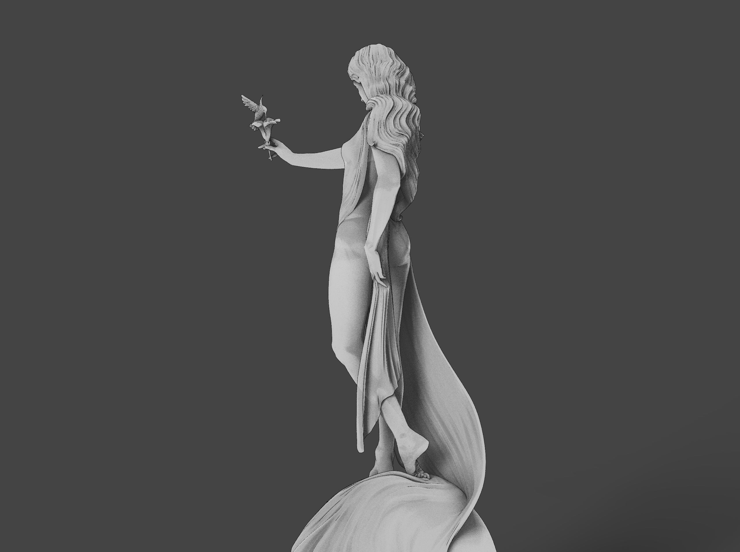 Woman with flower 3D print model_16