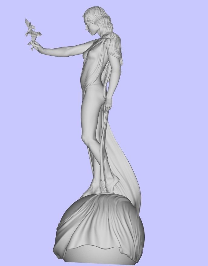 Woman with flower 3D print model_4