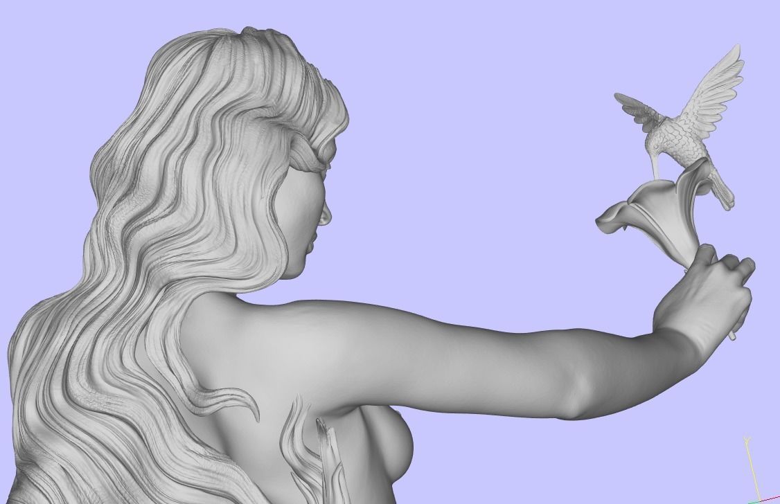 Woman with flower 3D print model_11