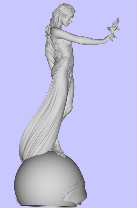 Woman with flower 3D print model_5