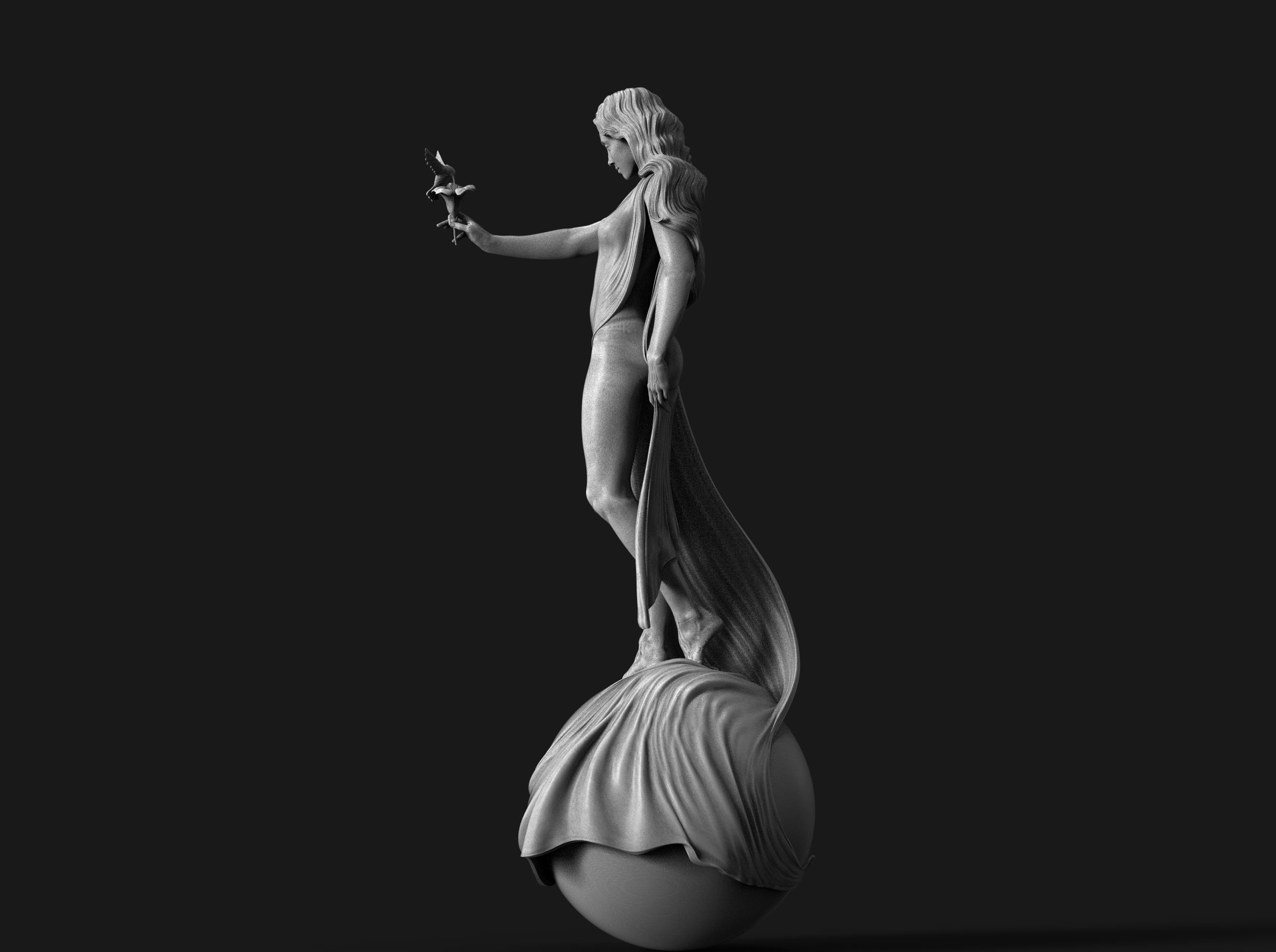 Woman with flower 3D print model_23