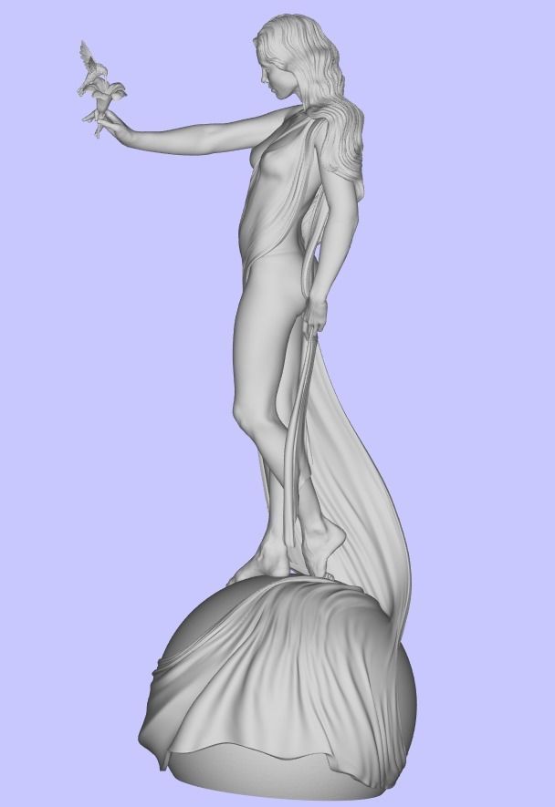 Woman with flower 3D print model_7