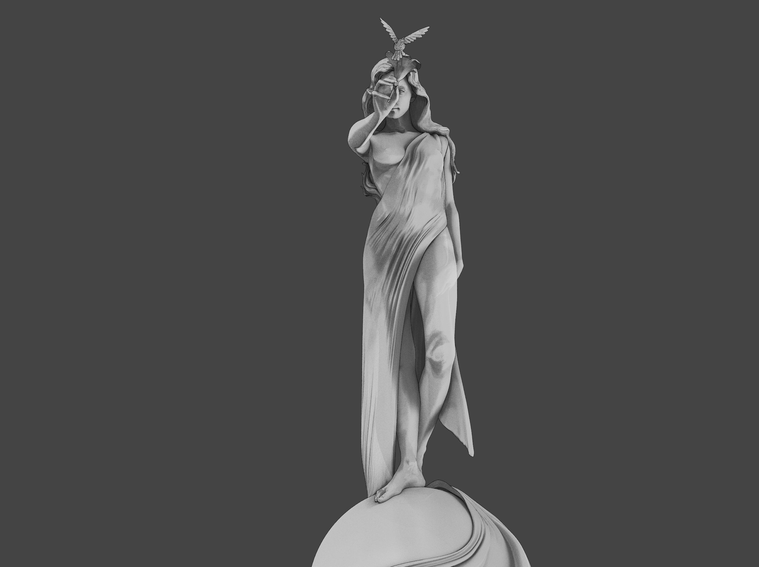 Woman with flower 3D print model_17