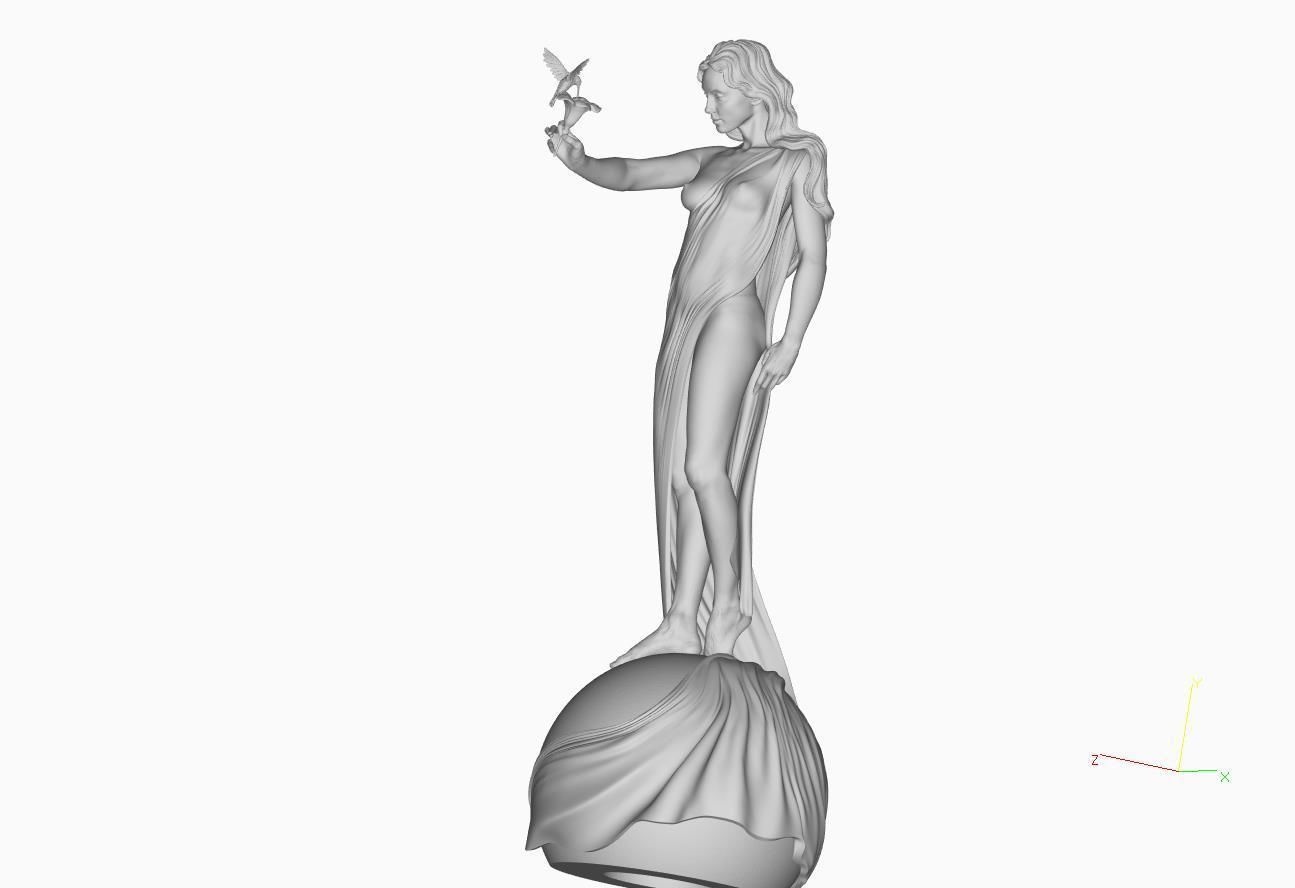 Woman with flower 3D print model_19
