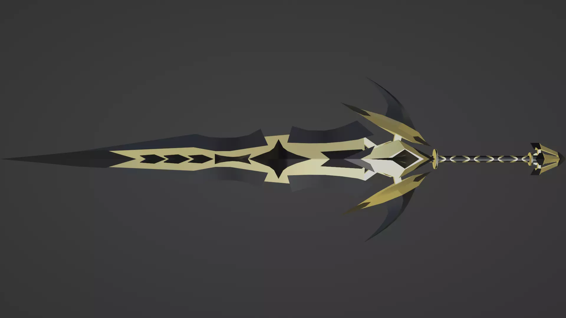 fantasy heavy golden sword Free low-poly 3D model