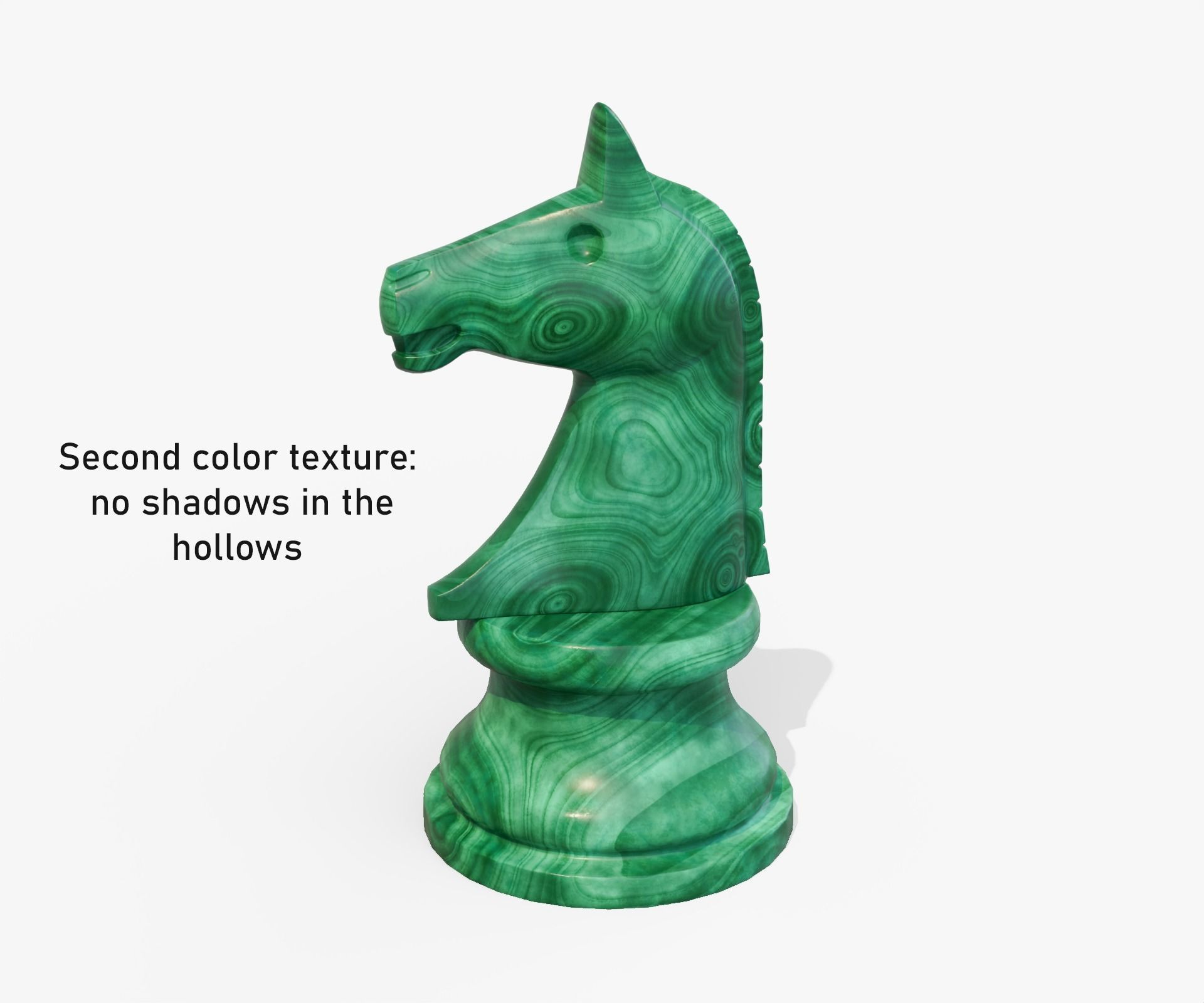 Malachite chess knight Low-poly 3D model_6