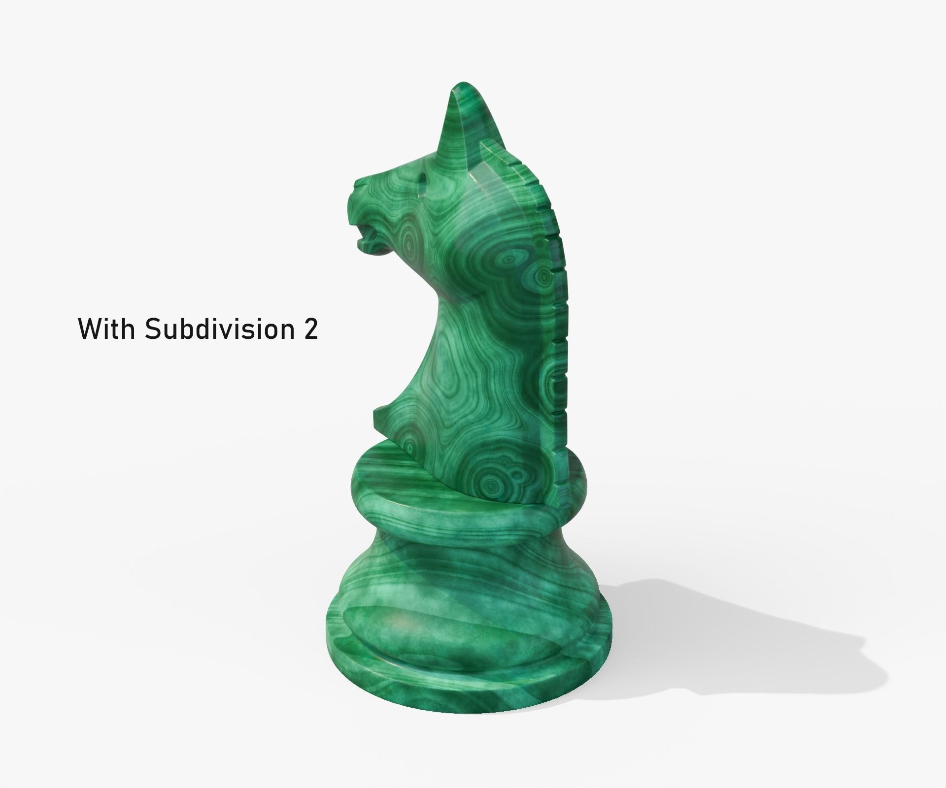 Malachite chess knight Low-poly 3D model_9