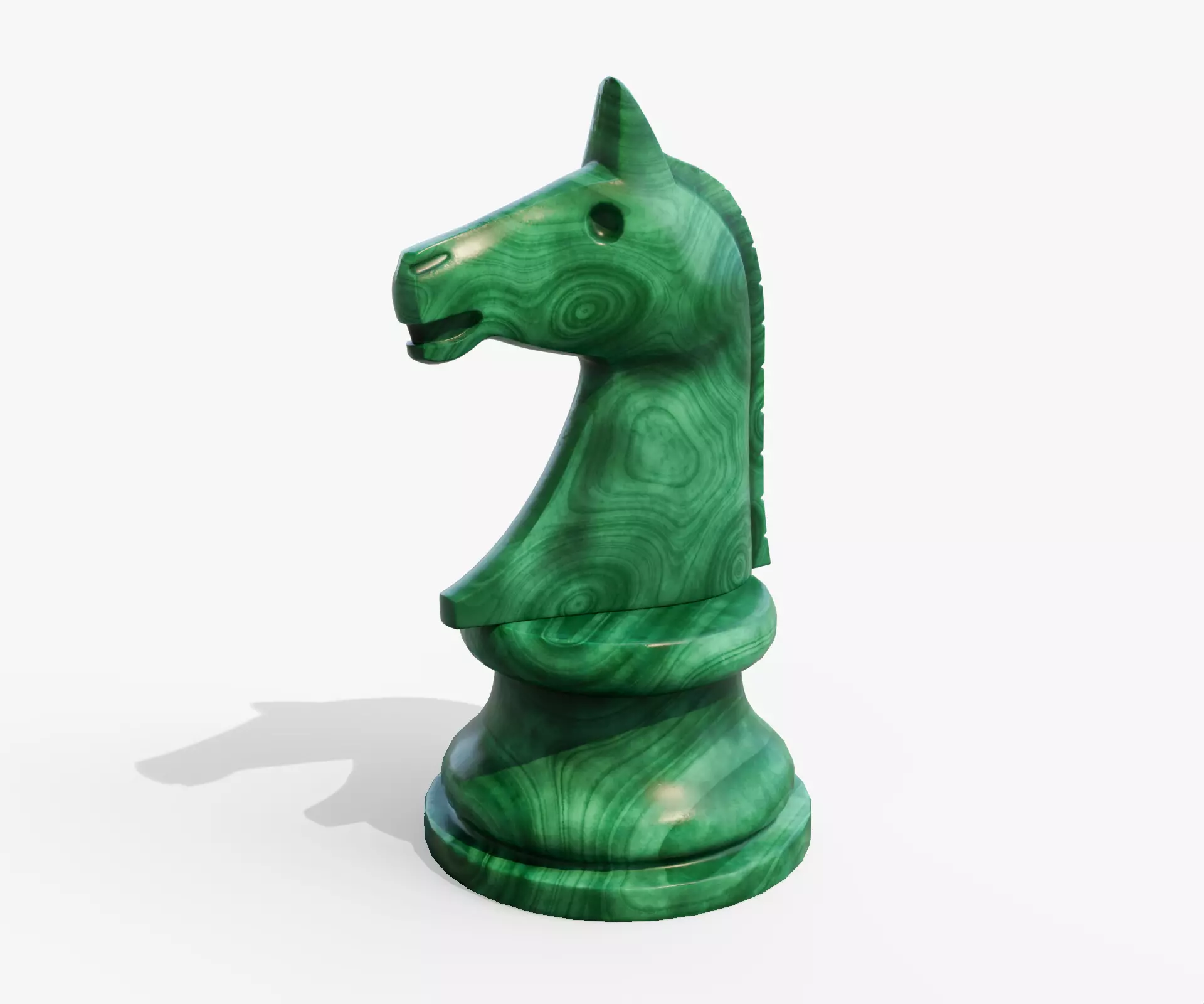 Malachite chess knight Low-poly 3D model_0