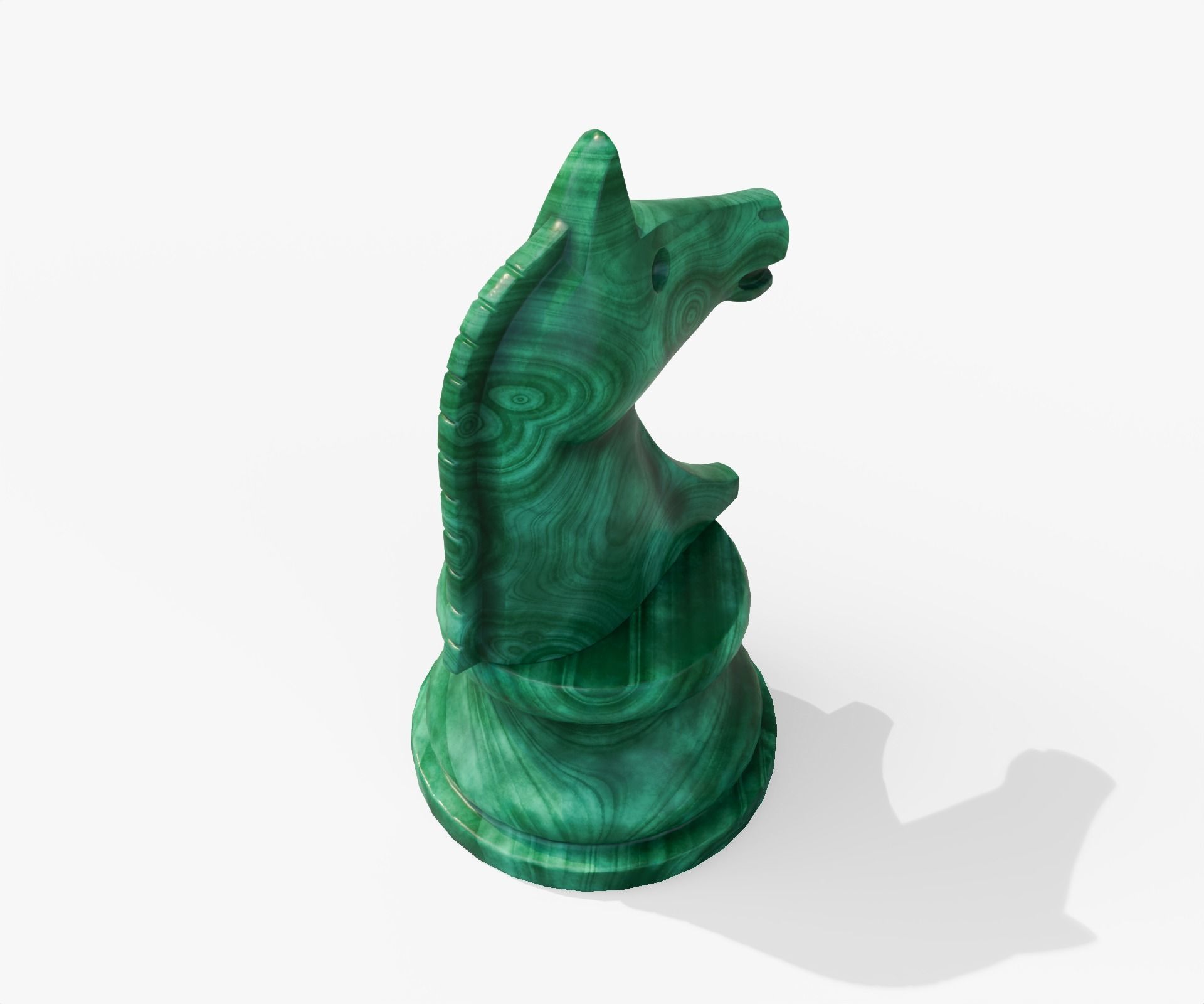 Malachite chess knight Low-poly 3D model_4