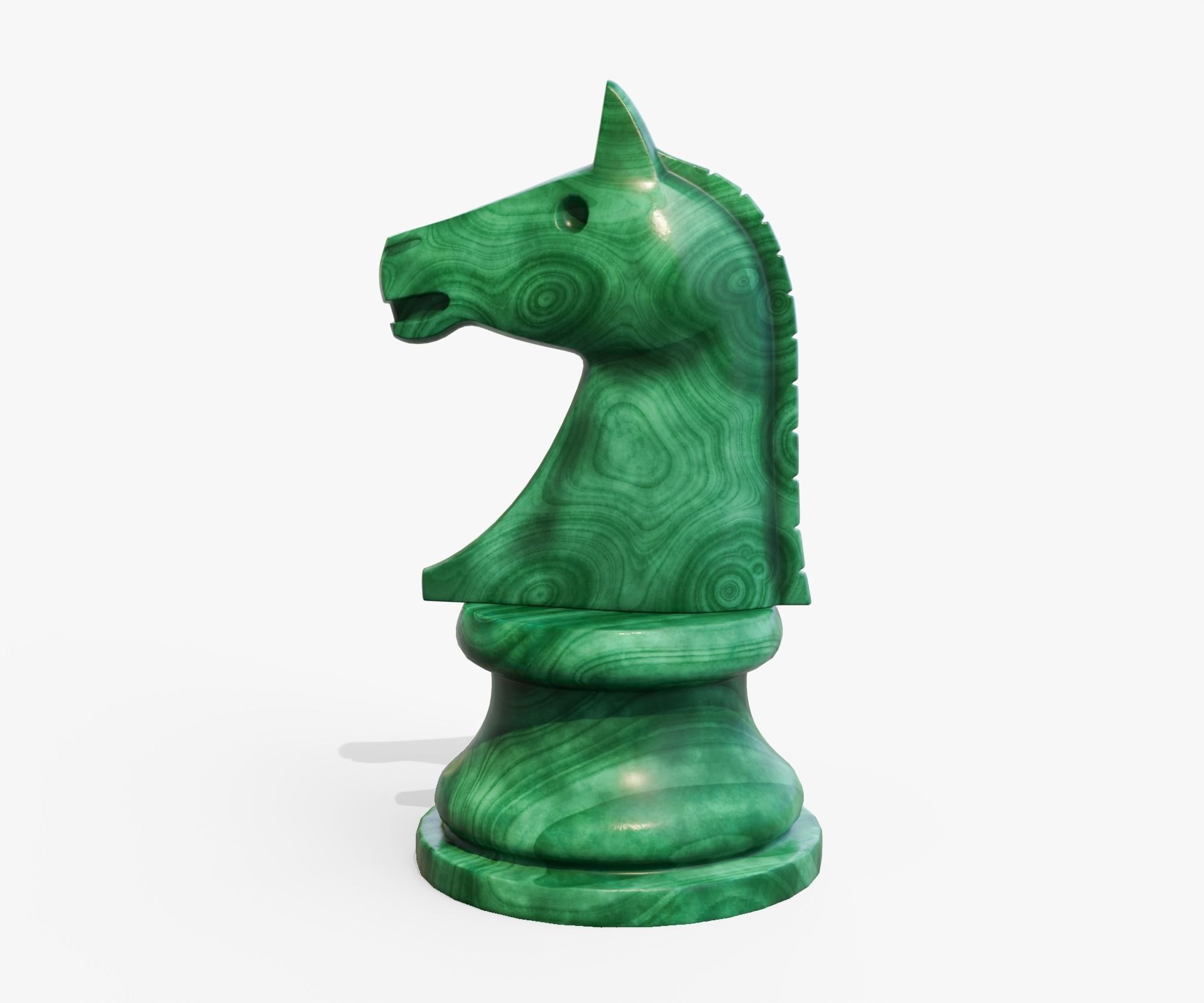 Malachite chess knight Low-poly 3D model_1