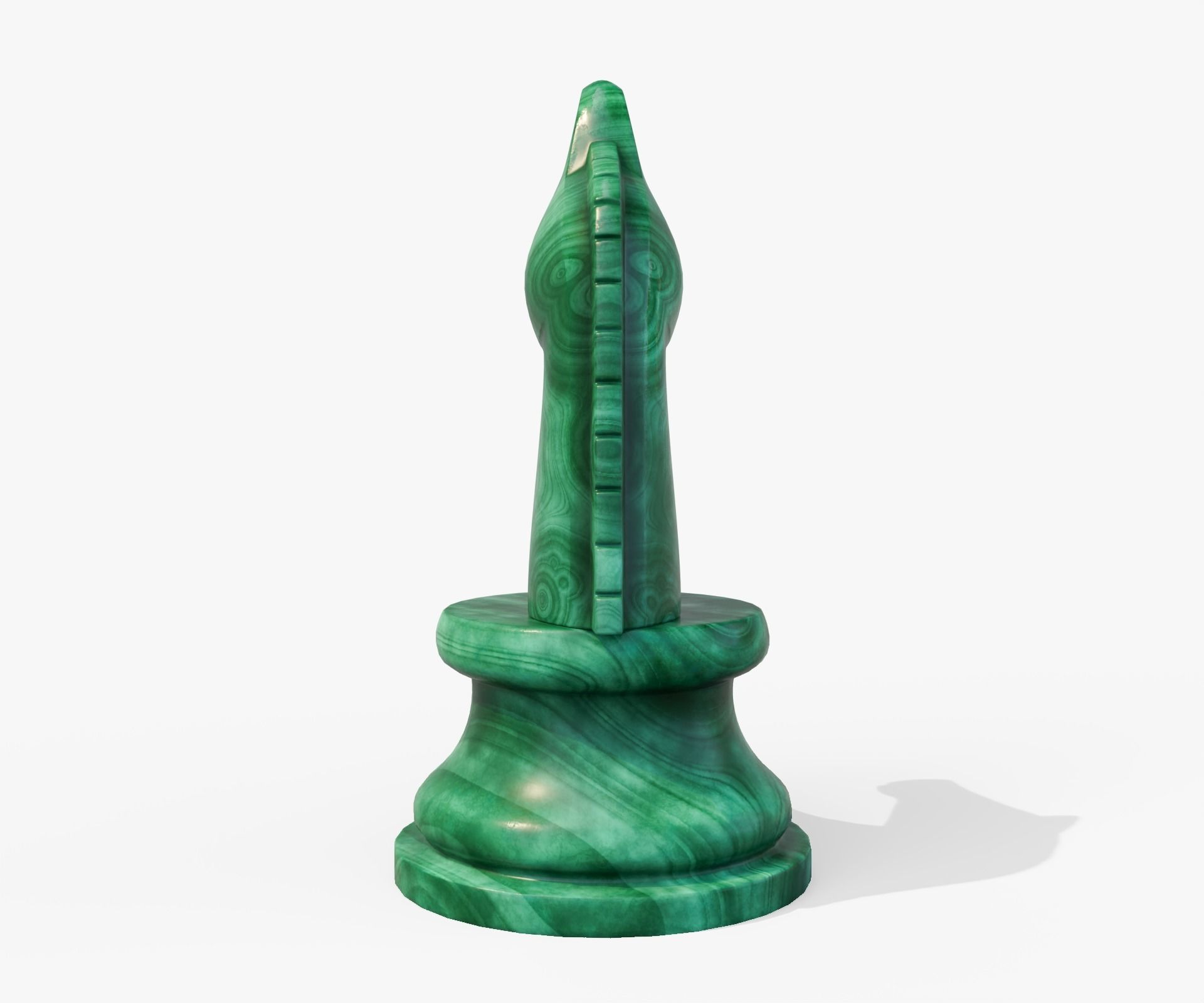 Malachite chess knight Low-poly 3D model_3