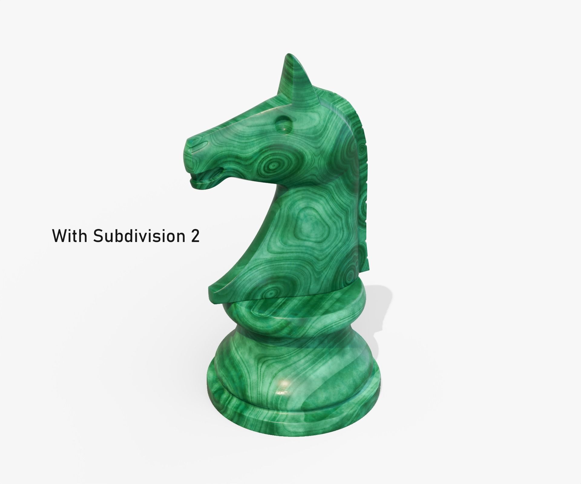 Malachite chess knight Low-poly 3D model_8