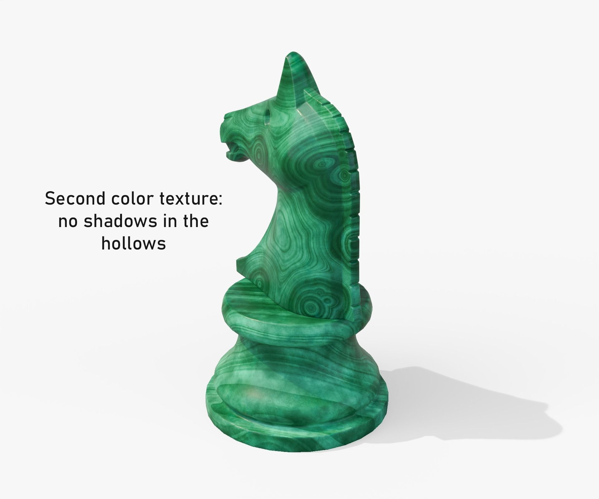 Malachite chess knight Low-poly 3D model_7