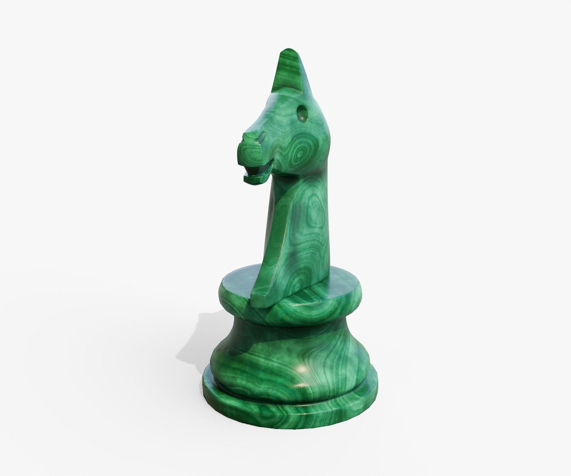 Malachite chess knight Low-poly 3D model_5