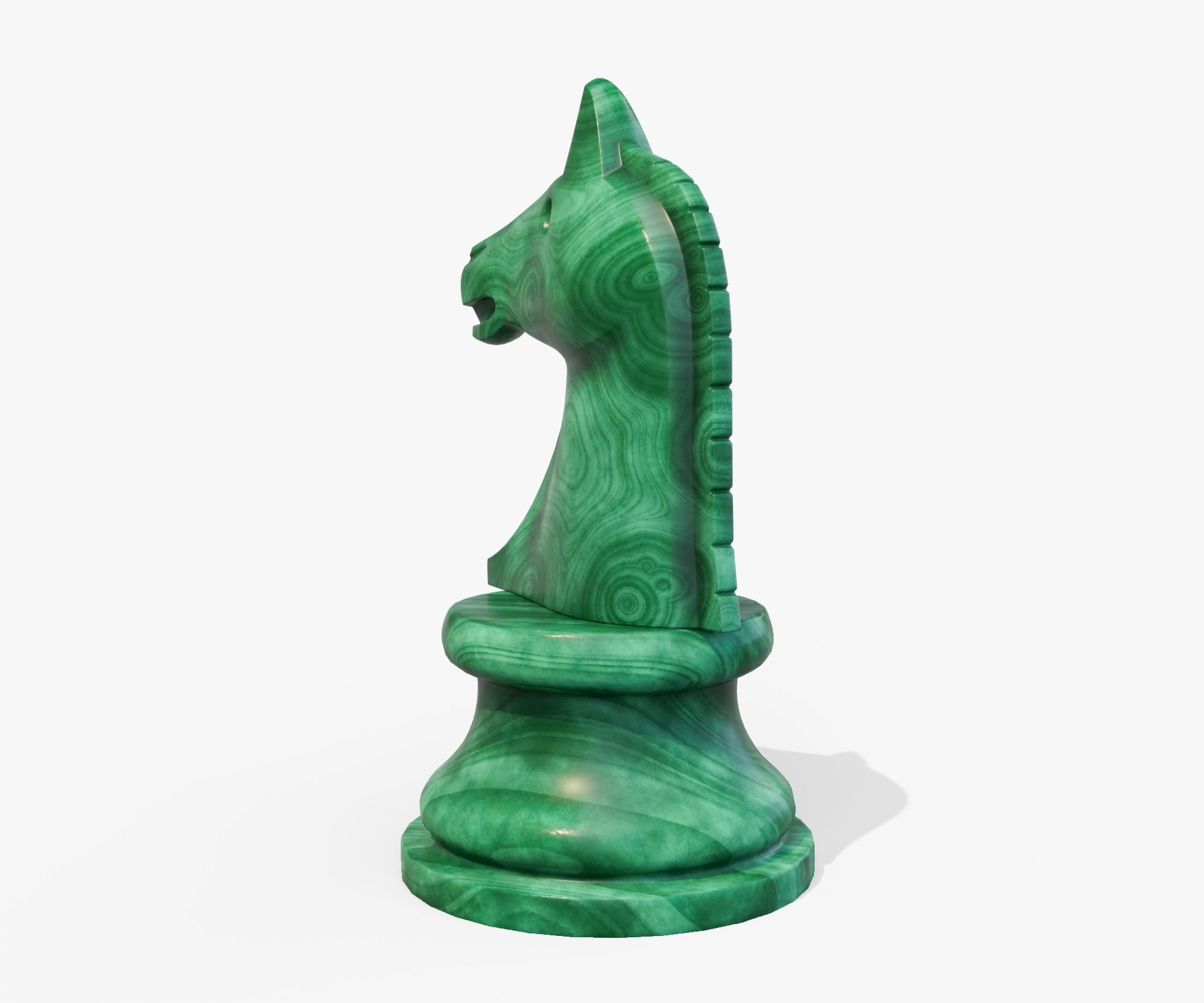 Malachite chess knight Low-poly 3D model_2