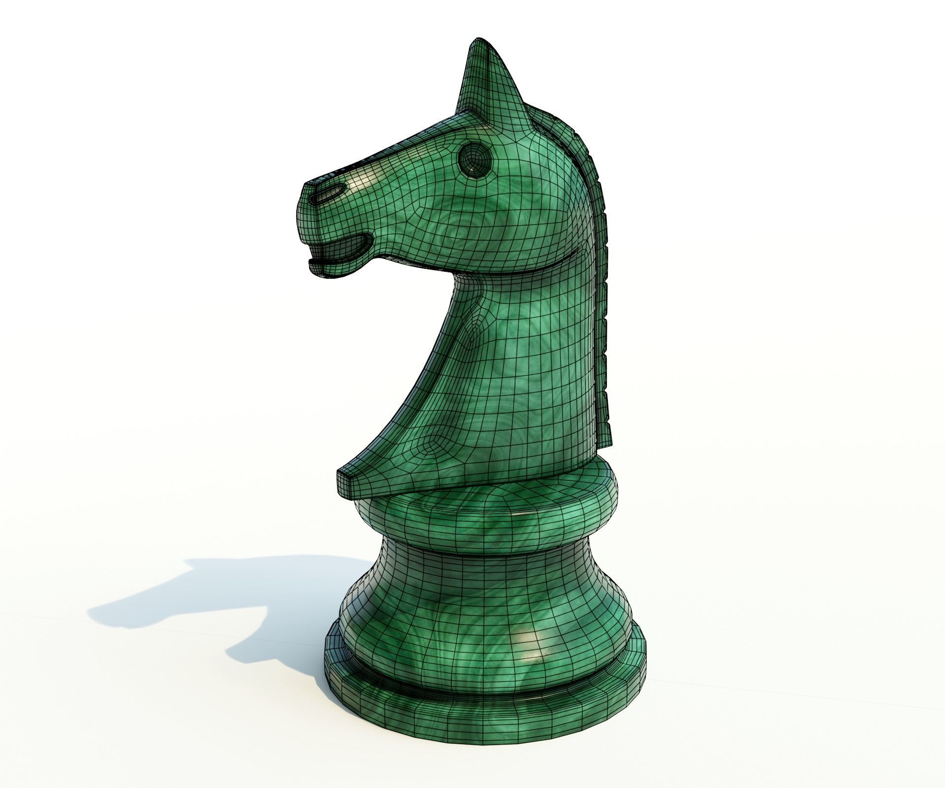 Malachite chess knight Low-poly 3D model_10