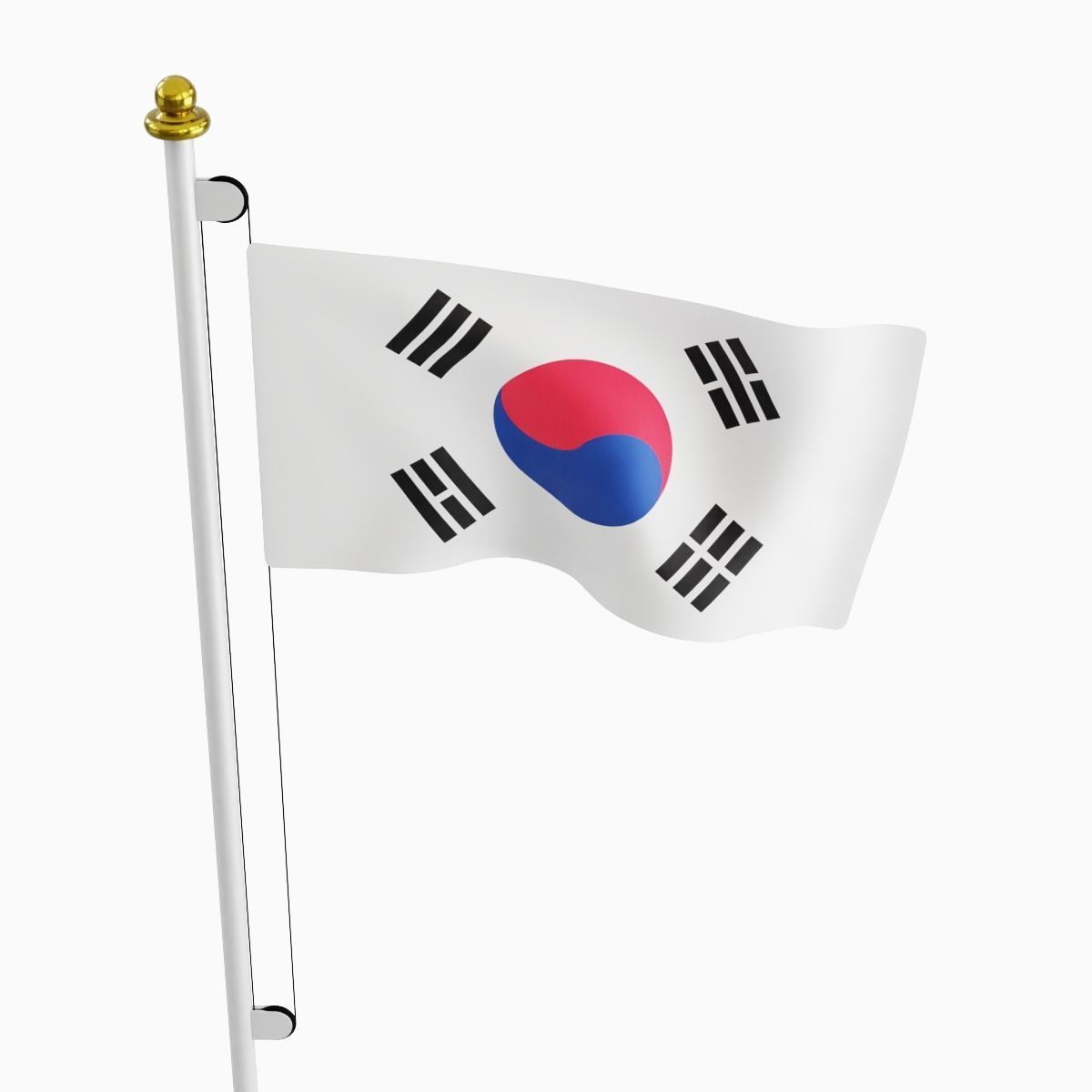 Flag of the South Korea Low-poly 3D model_4