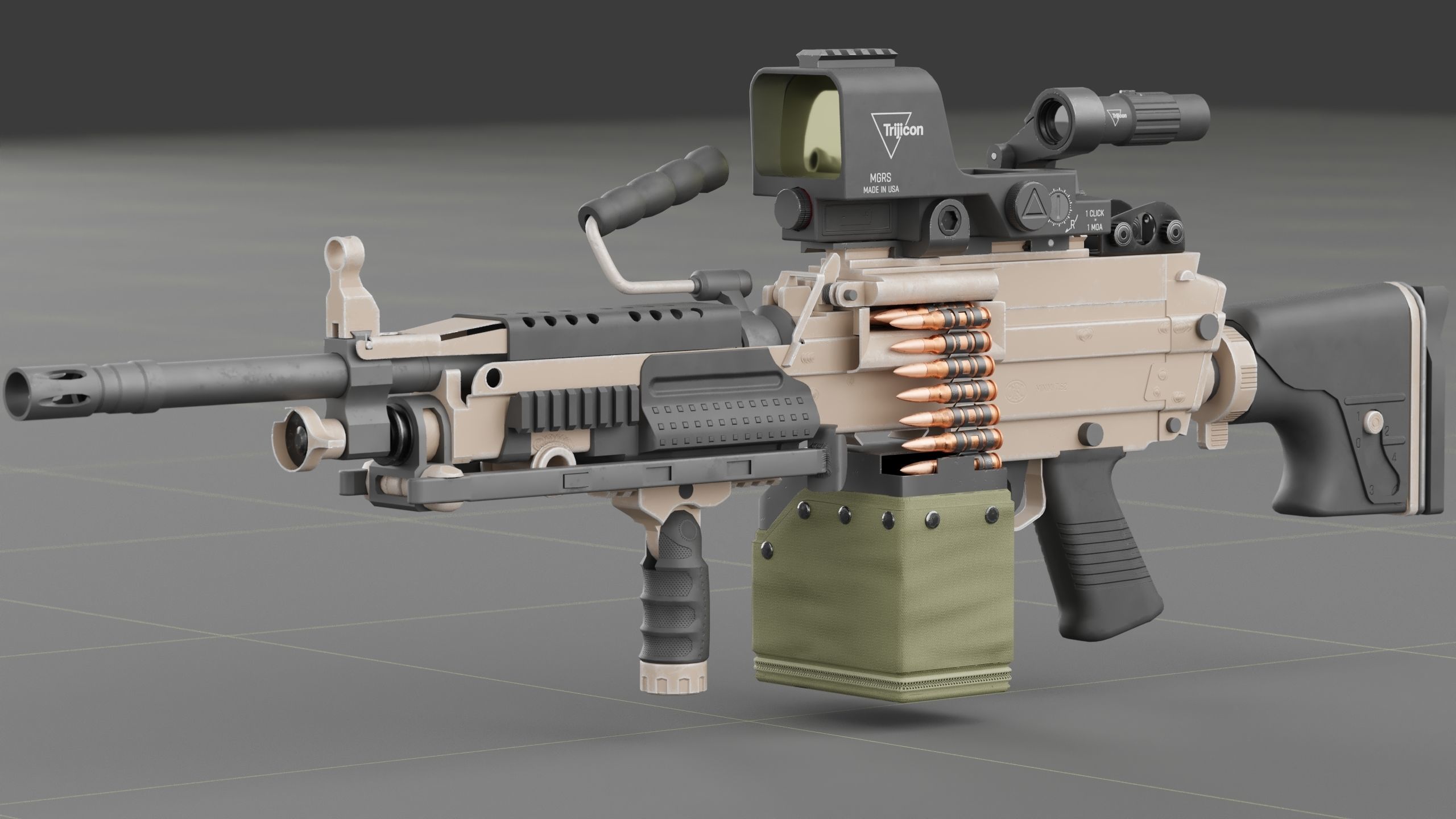 FN Minmi MK3 with MGRS Low-poly 3D model_8