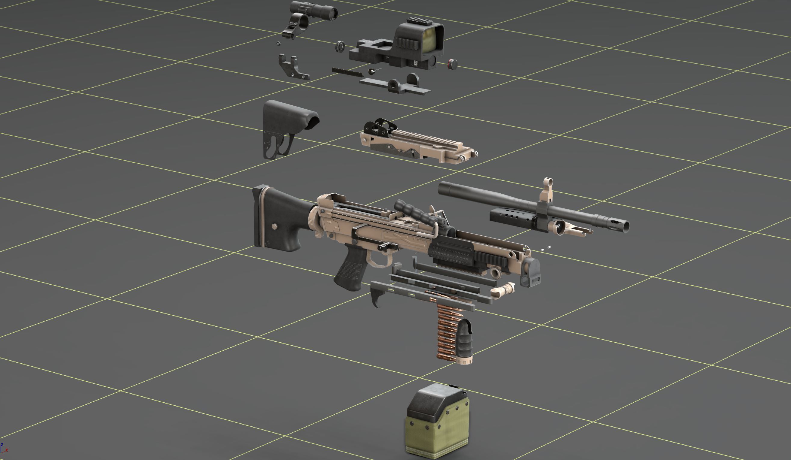 FN Minmi MK3 with MGRS Low-poly 3D model_48