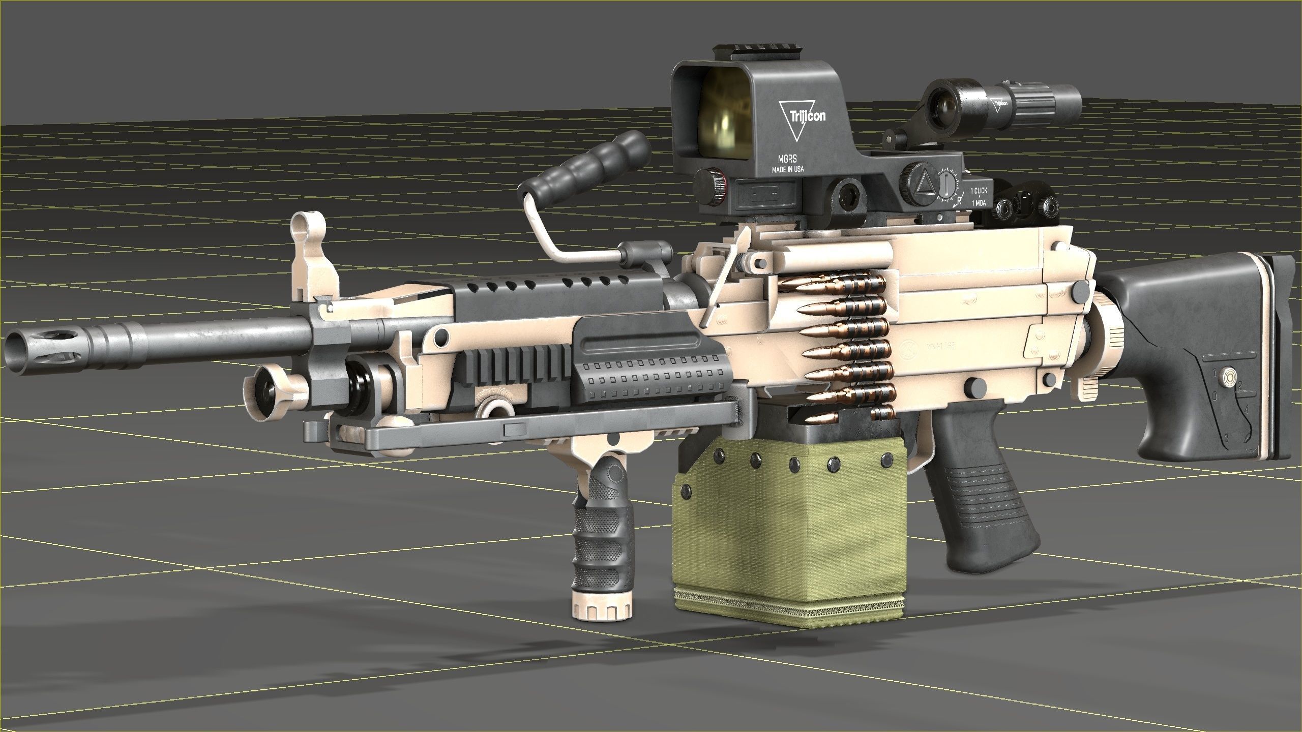 FN Minmi MK3 with MGRS Low-poly 3D model_35