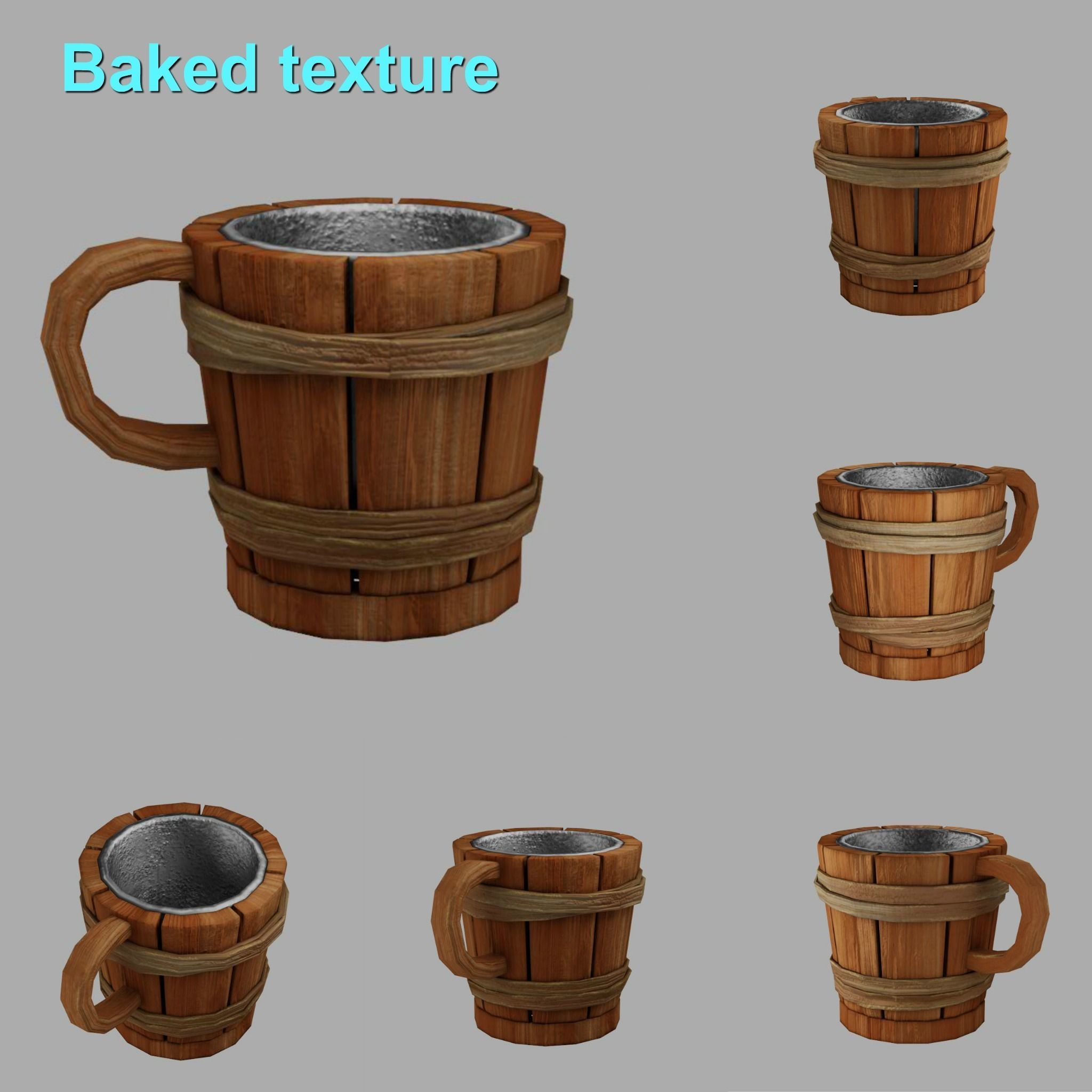 Medieval Mug - Game Ready PBR Baked Low-poly 3D model_22