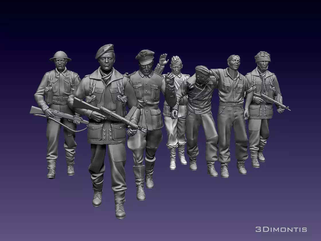 british soldiers and captured  3D print model_0