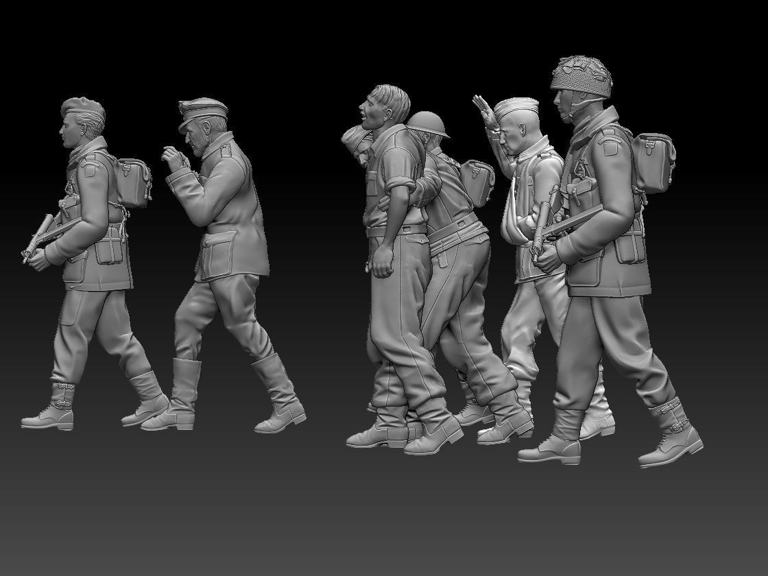 british soldiers and captured  3D print model_3