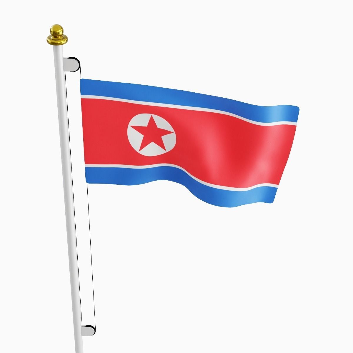 Flag of the North Korea Low-poly 3D model_4