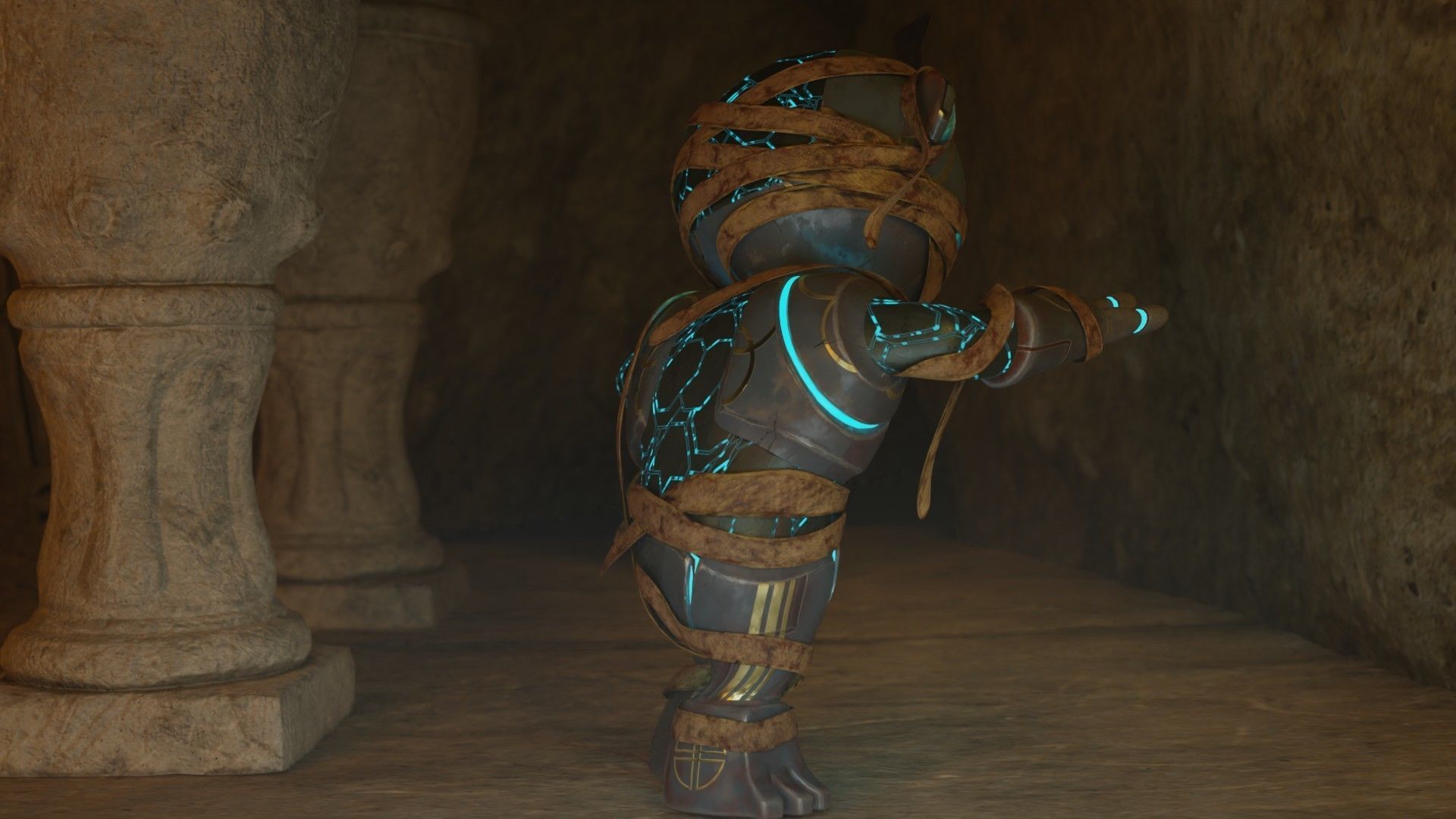 Micromummy robot with eyes Low-poly 3D model_5