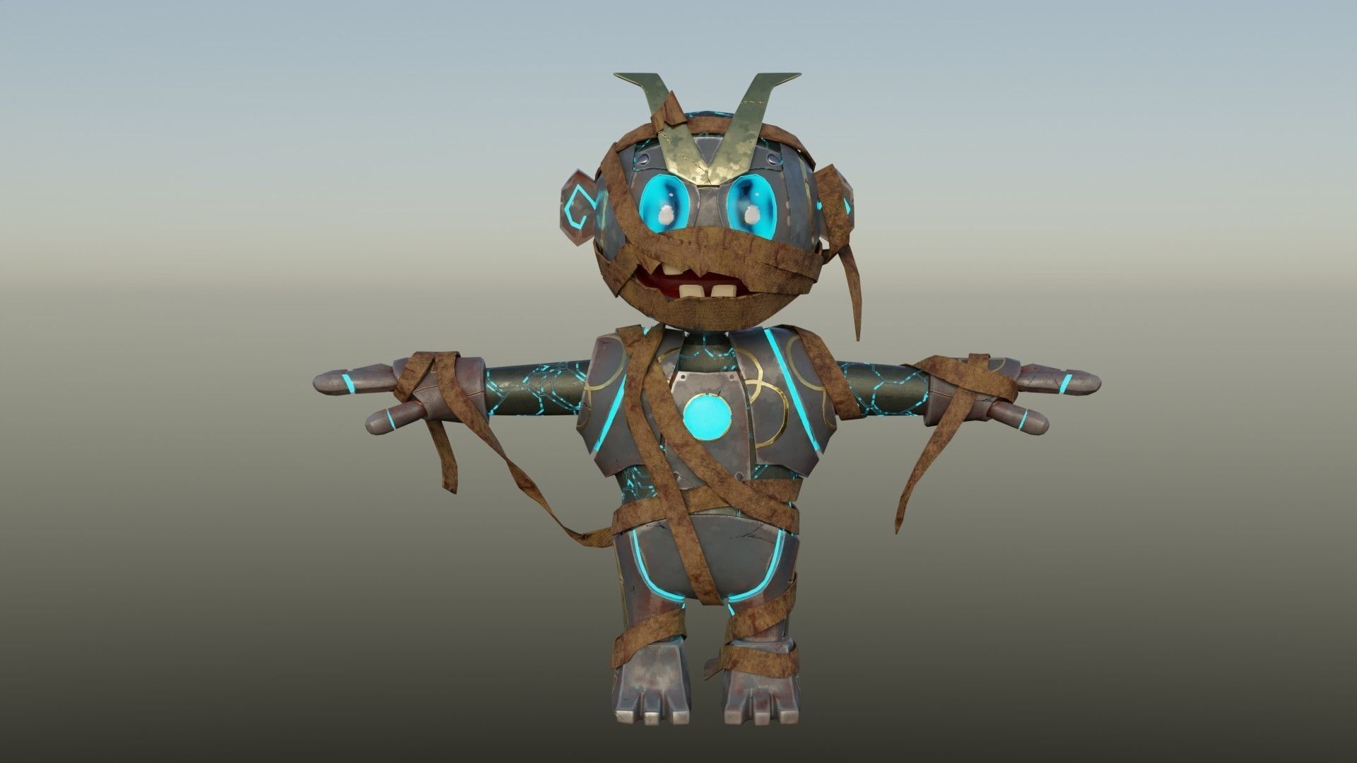 Micromummy robot with eyes Low-poly 3D model_9