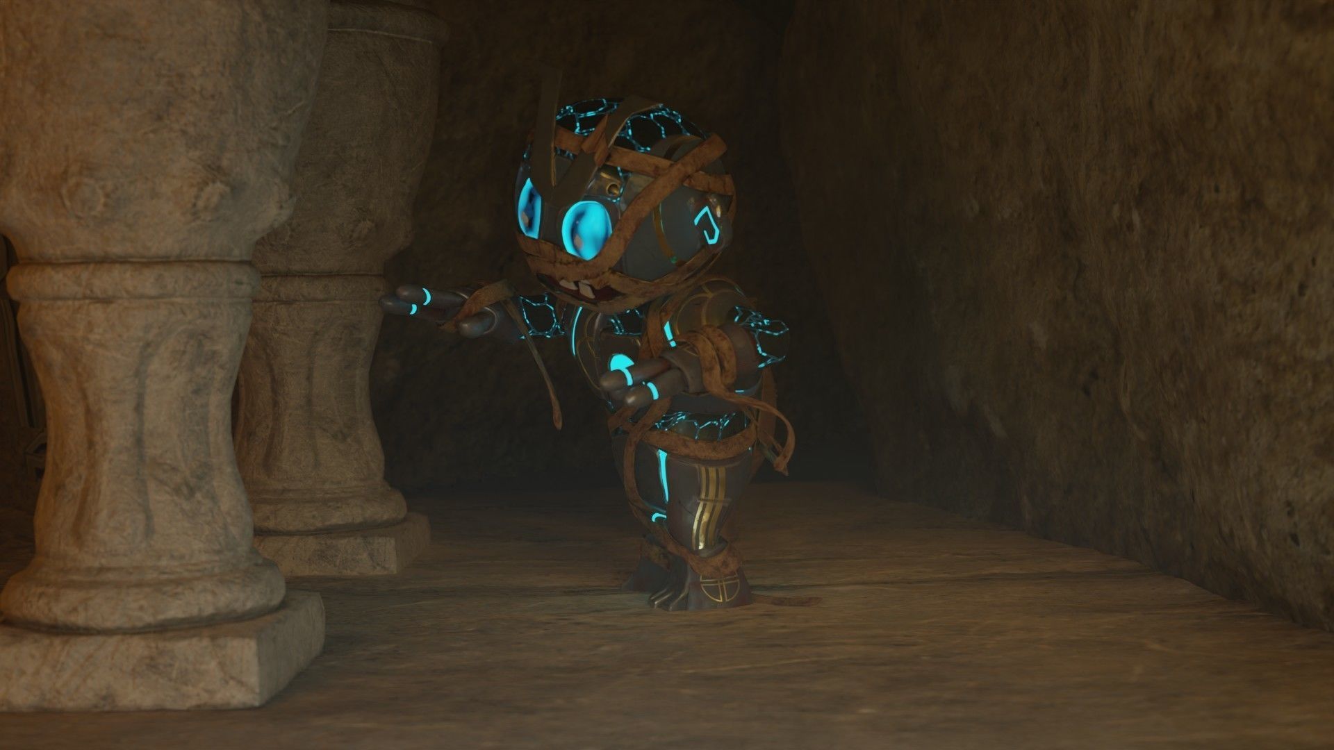 Micromummy robot with eyes Low-poly 3D model_4