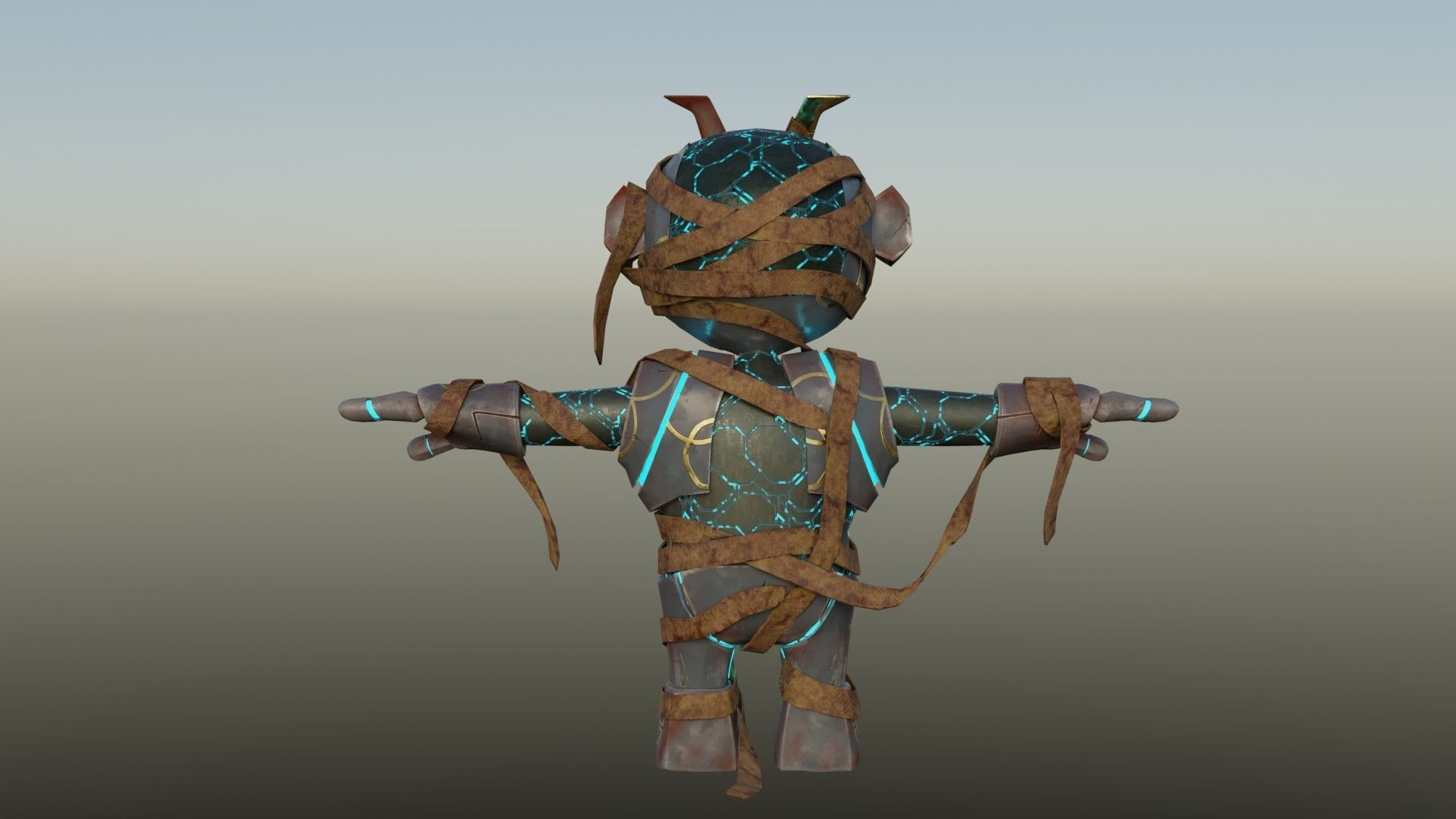 Micromummy robot with eyes Low-poly 3D model_8