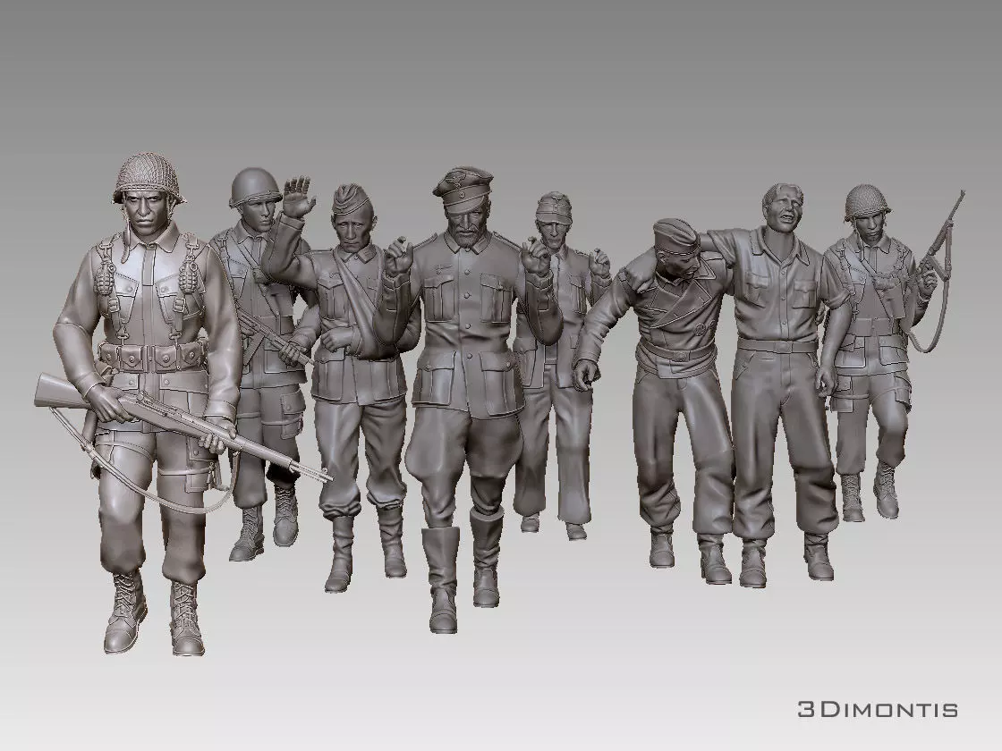 USA SOLDIERS AND CAPTURED 3D print model_0