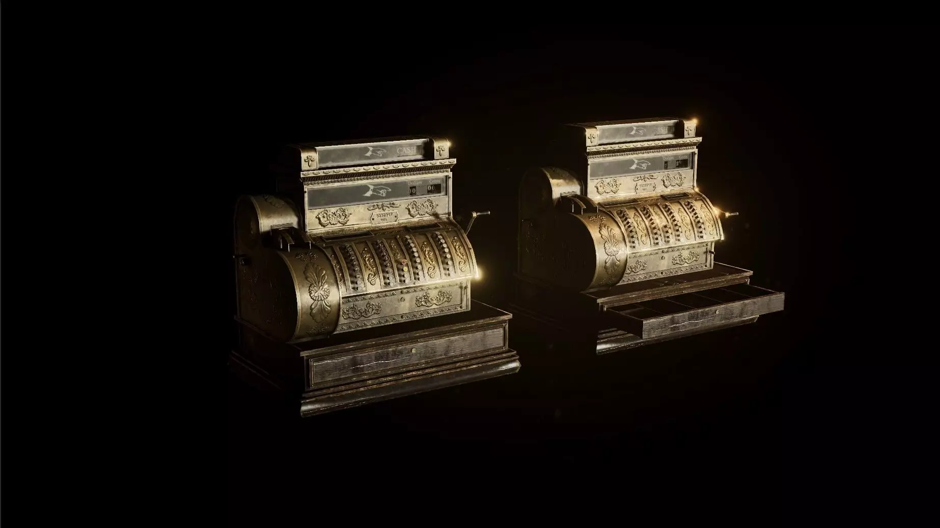 Wild West OldCashRegister Low-poly 3D model_0