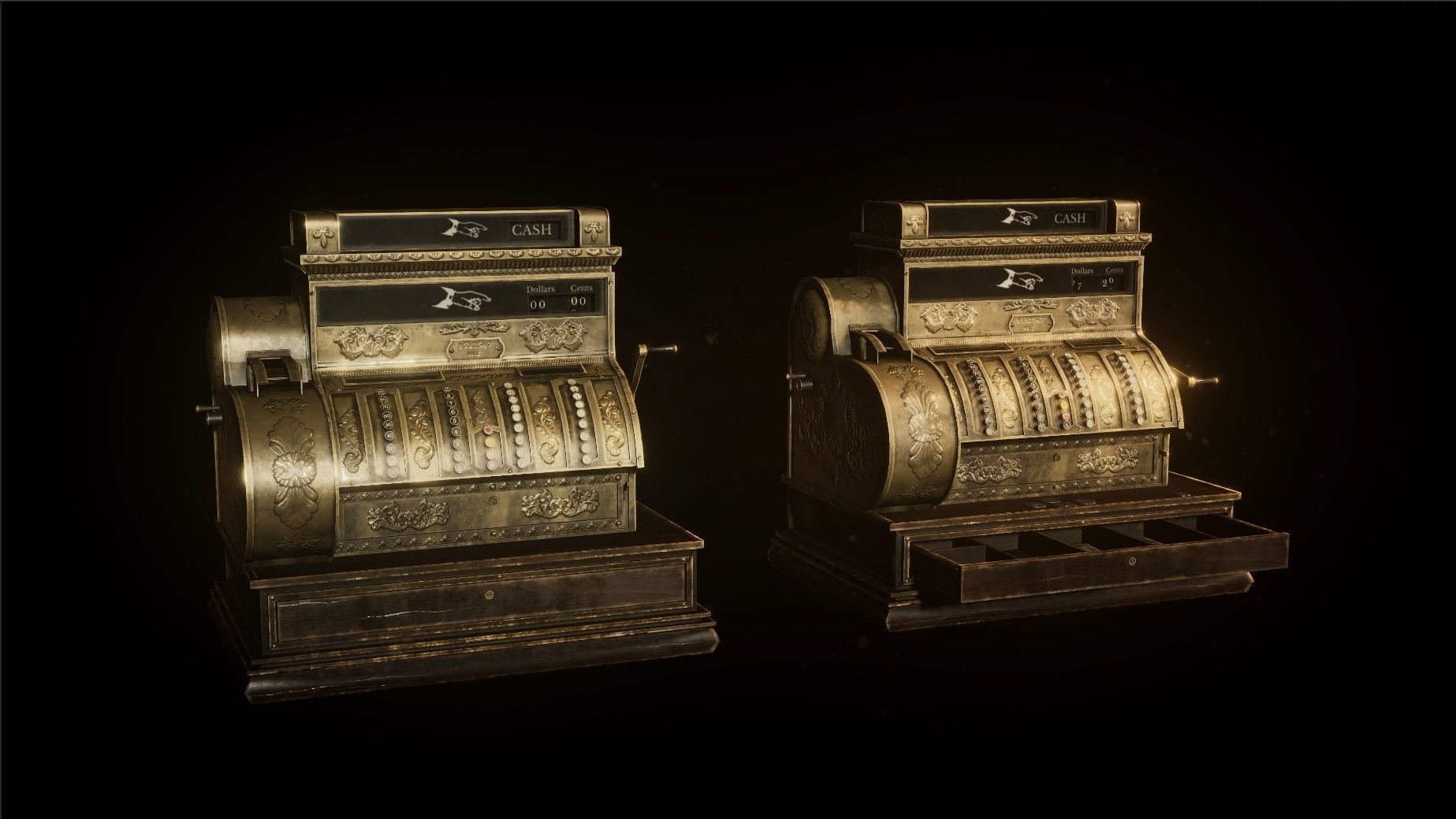 Wild West OldCashRegister Low-poly 3D model_2