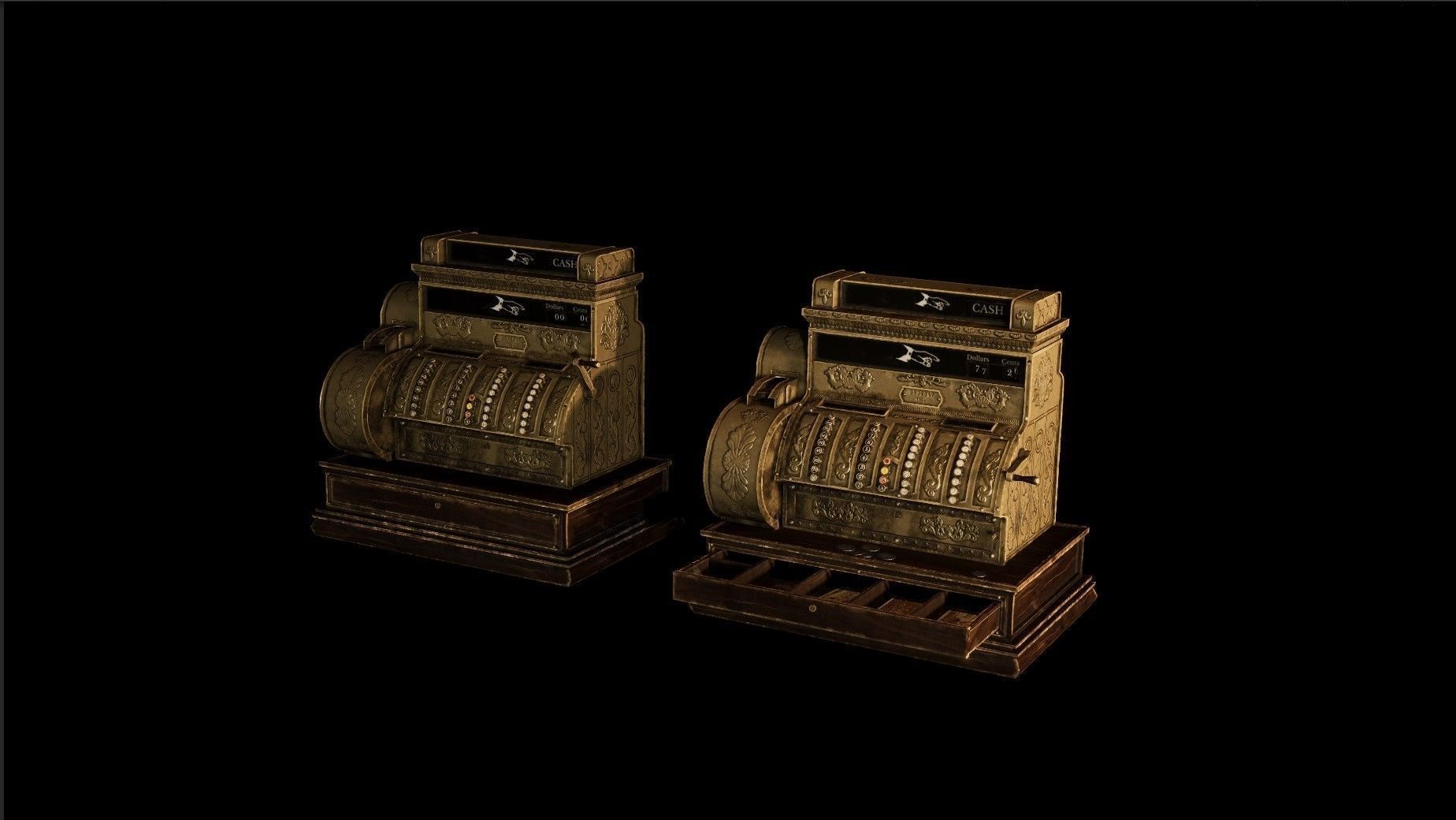 Wild West OldCashRegister Low-poly 3D model_4