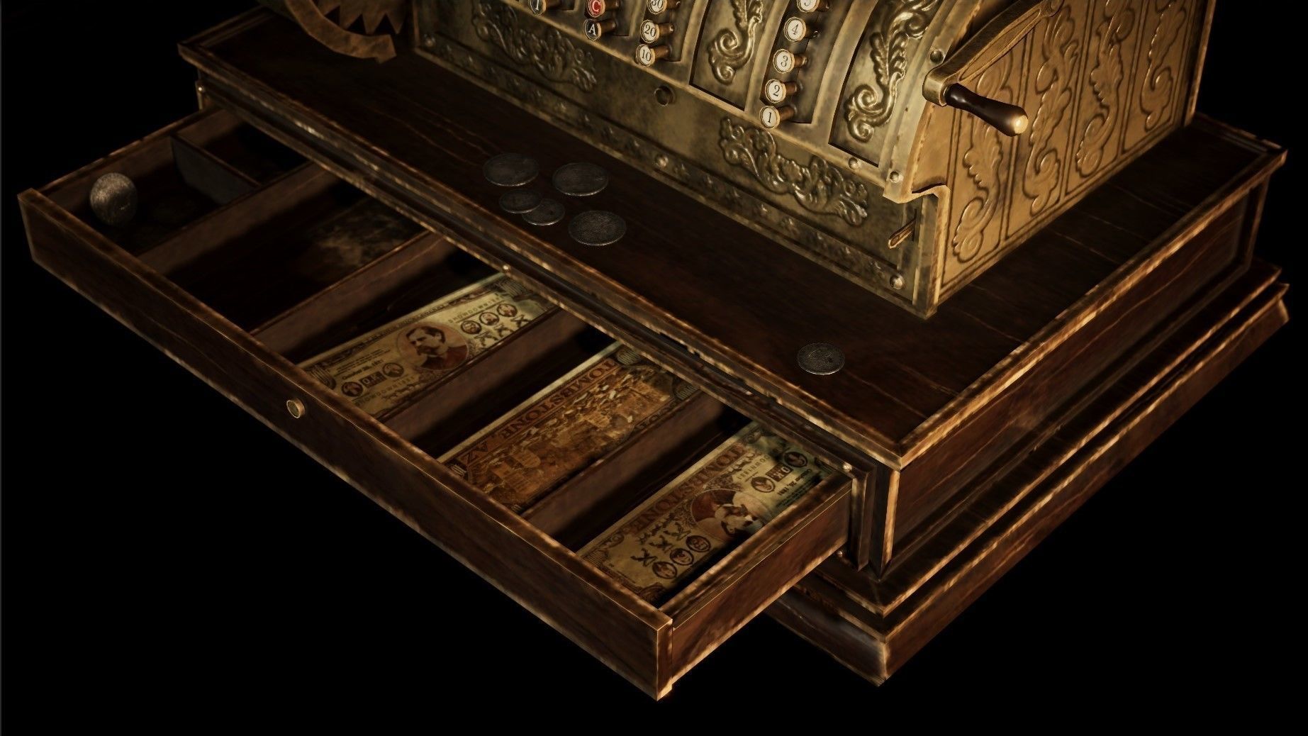 Wild West OldCashRegister Low-poly 3D model_8