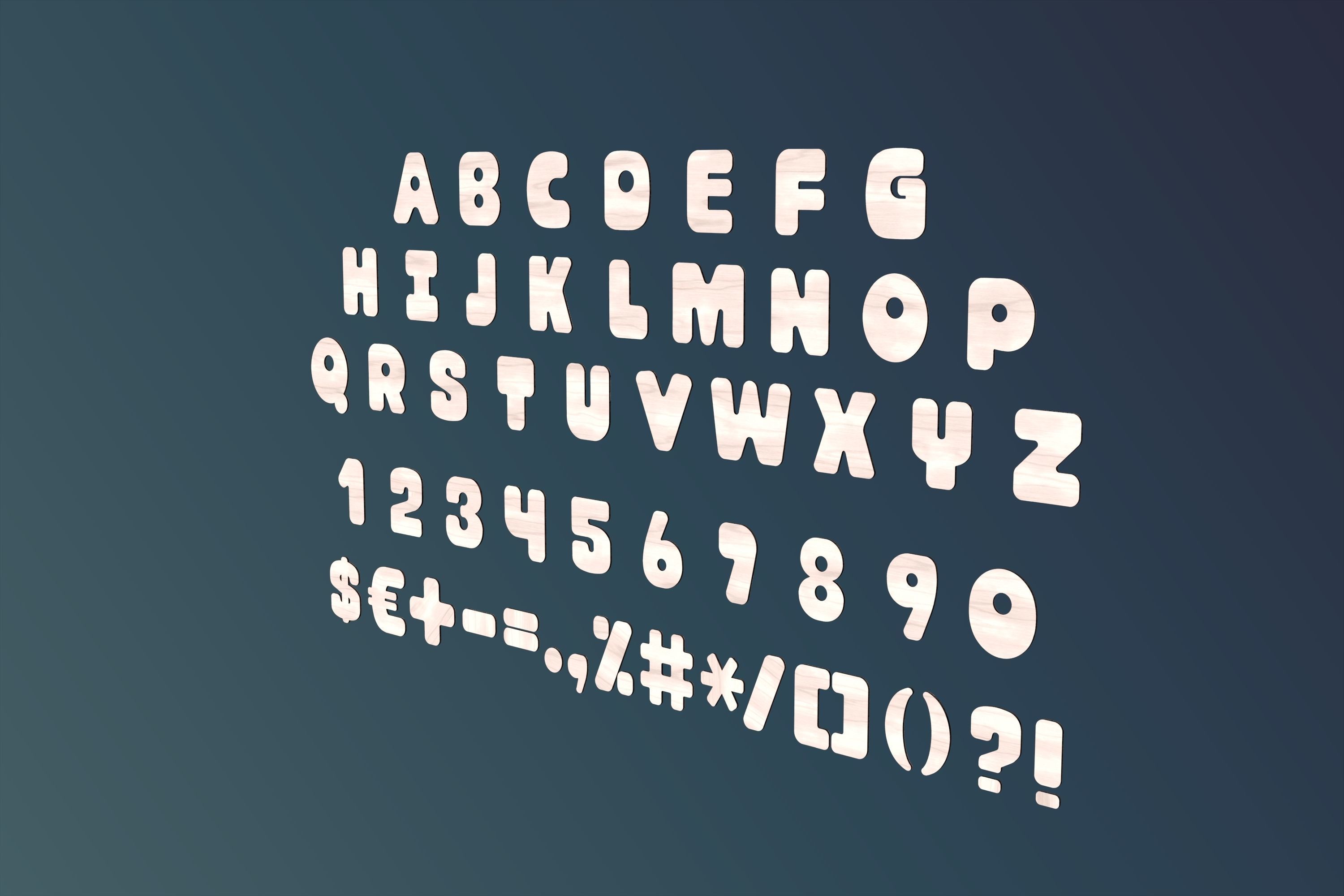 Alphabet 3D print model or laser cutting Low-poly 3D model_3