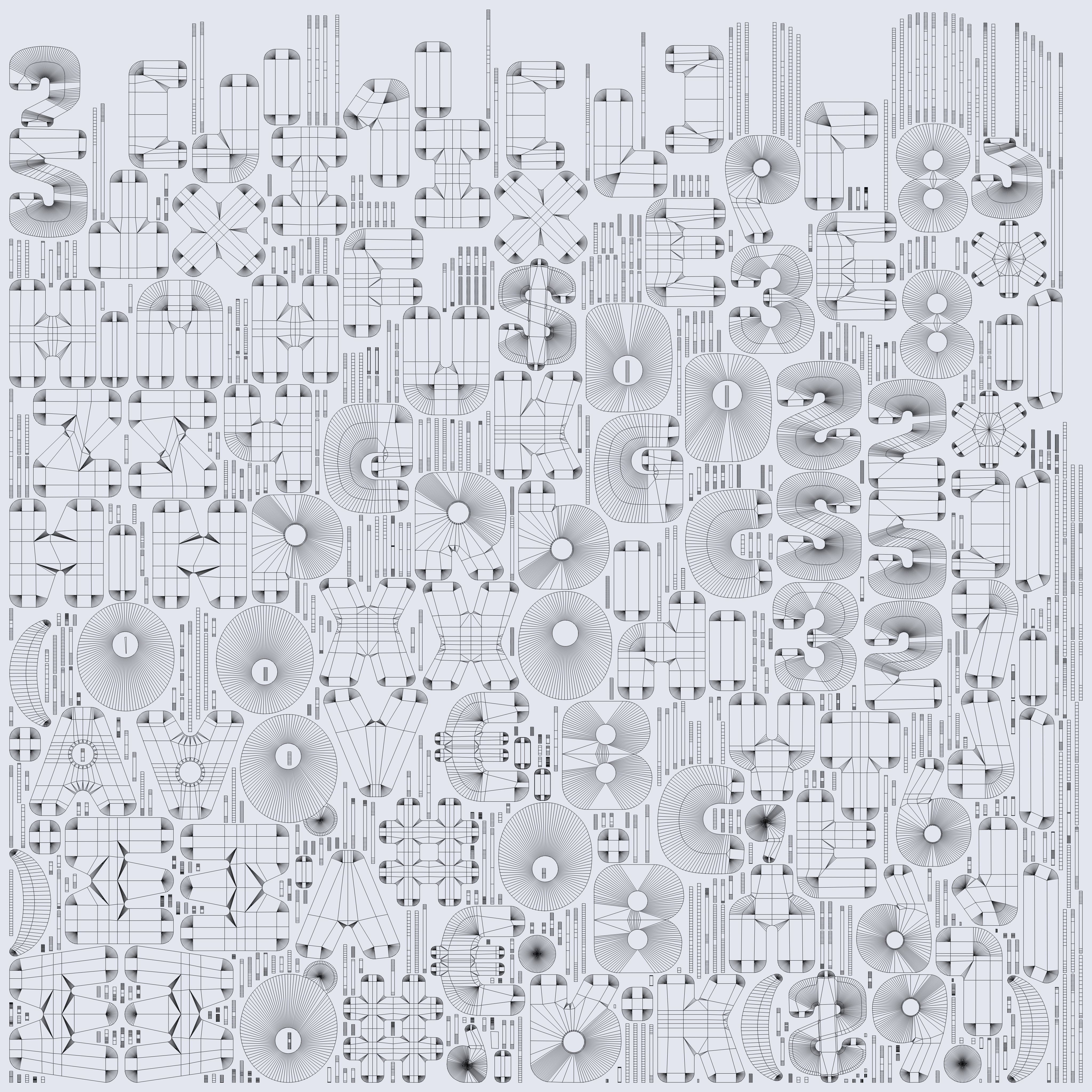 Alphabet 3D print model or laser cutting Low-poly 3D model_10