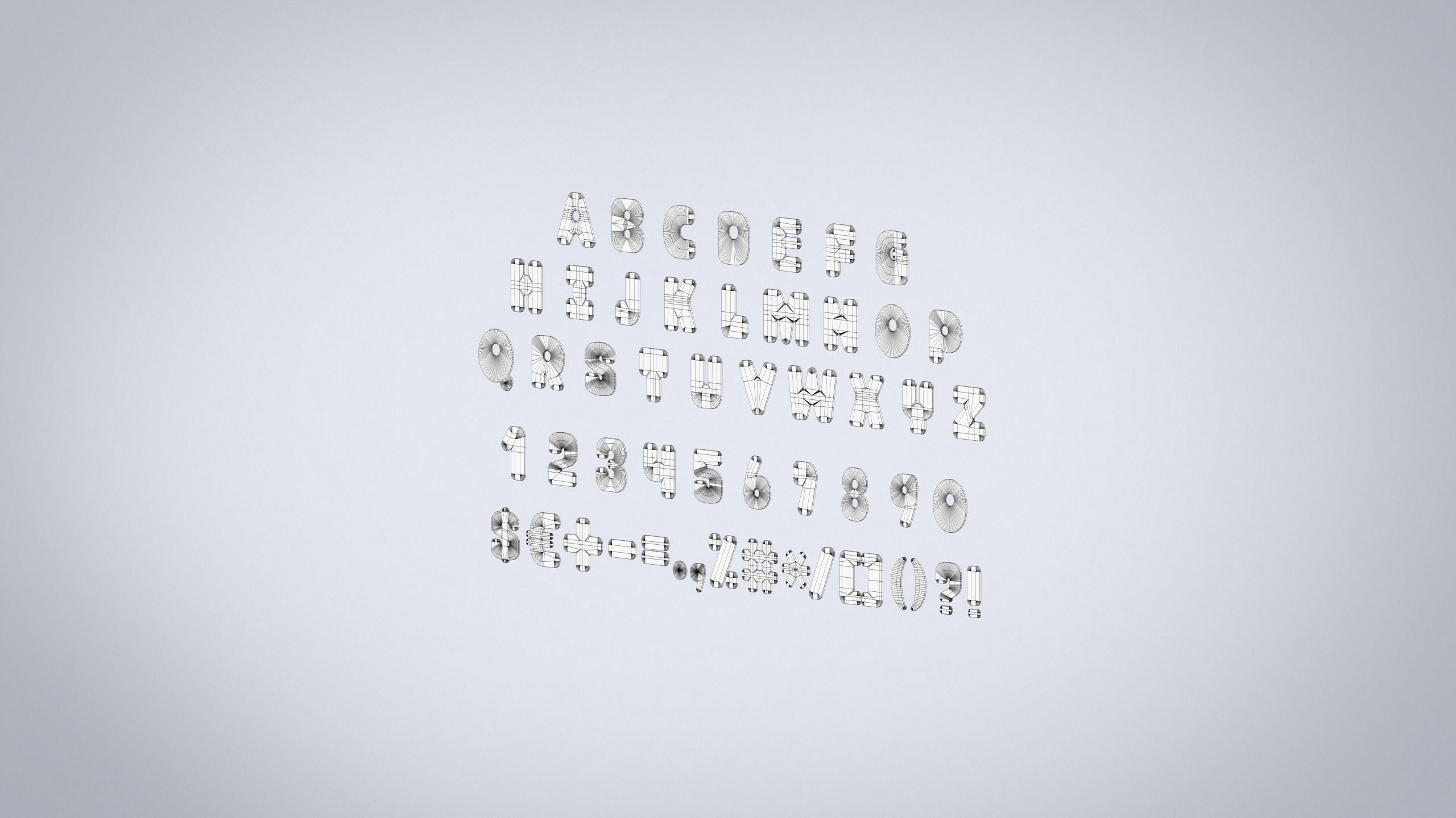 Alphabet 3D print model or laser cutting Low-poly 3D model_6