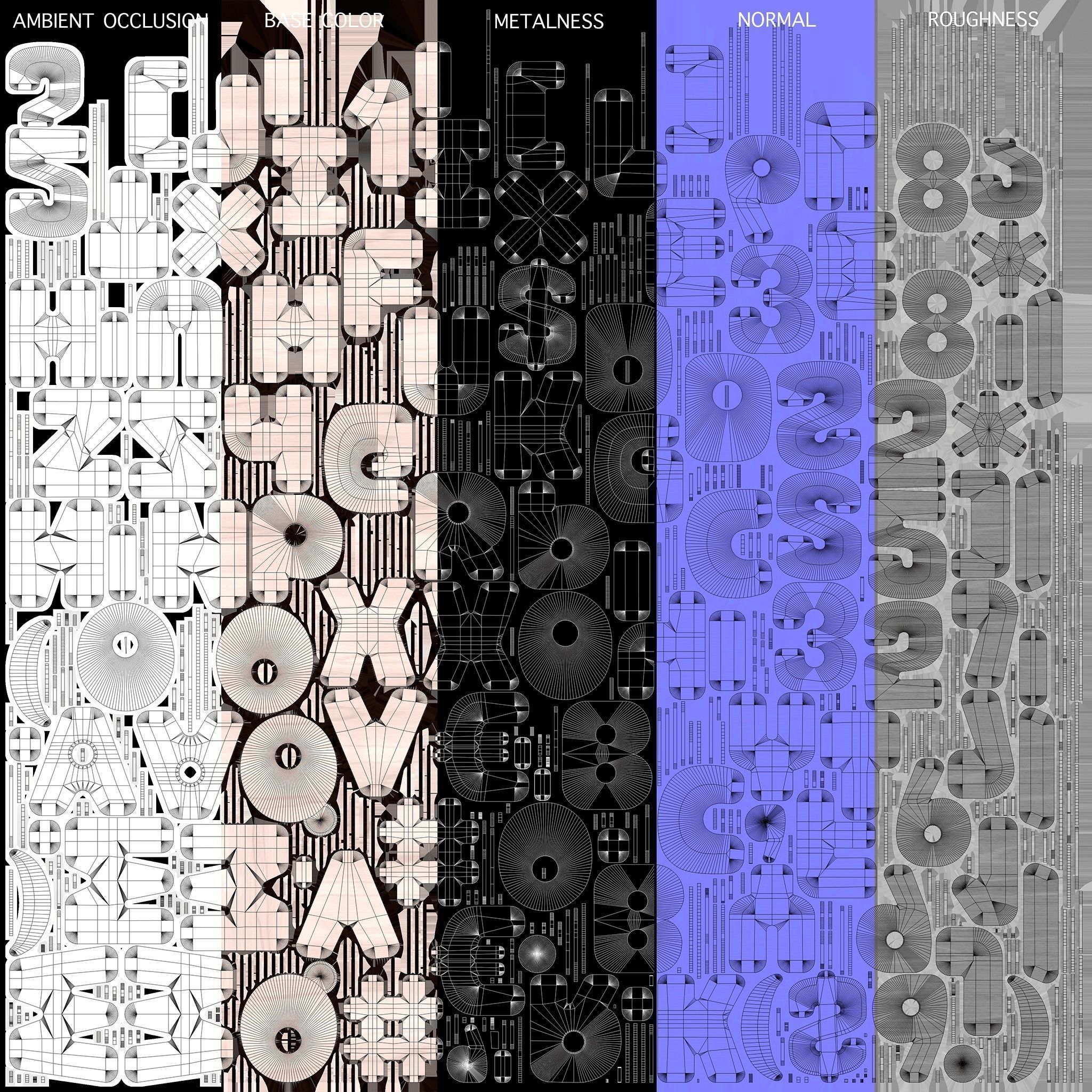 Alphabet 3D print model or laser cutting Low-poly 3D model_8