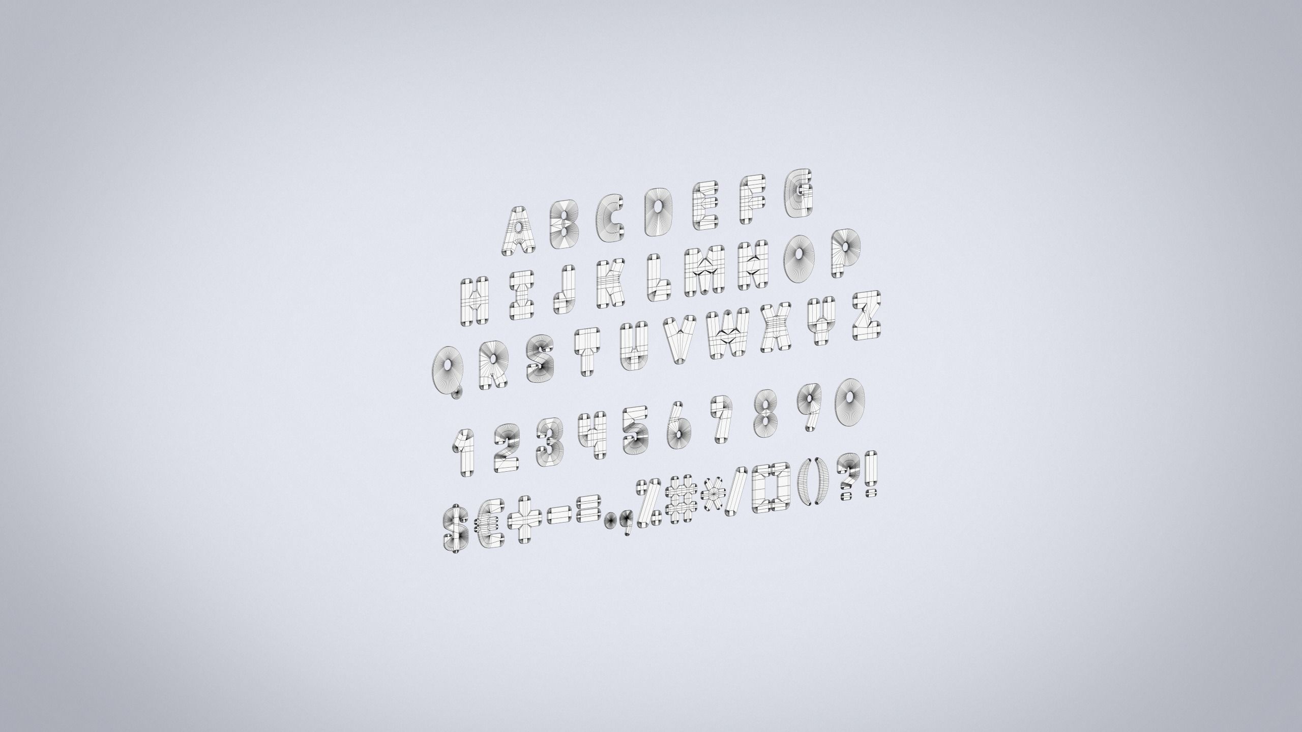 Alphabet 3D print model or laser cutting Low-poly 3D model_5