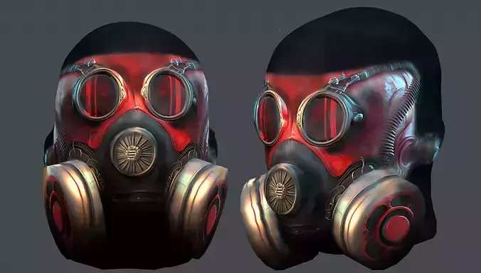 Gas mask helmet 3d model military combat Low-poly 3D model