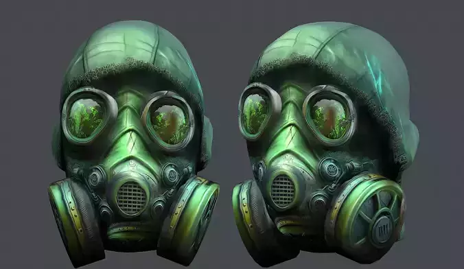Gas mask helmet 3d model military combat fantasy cyborg