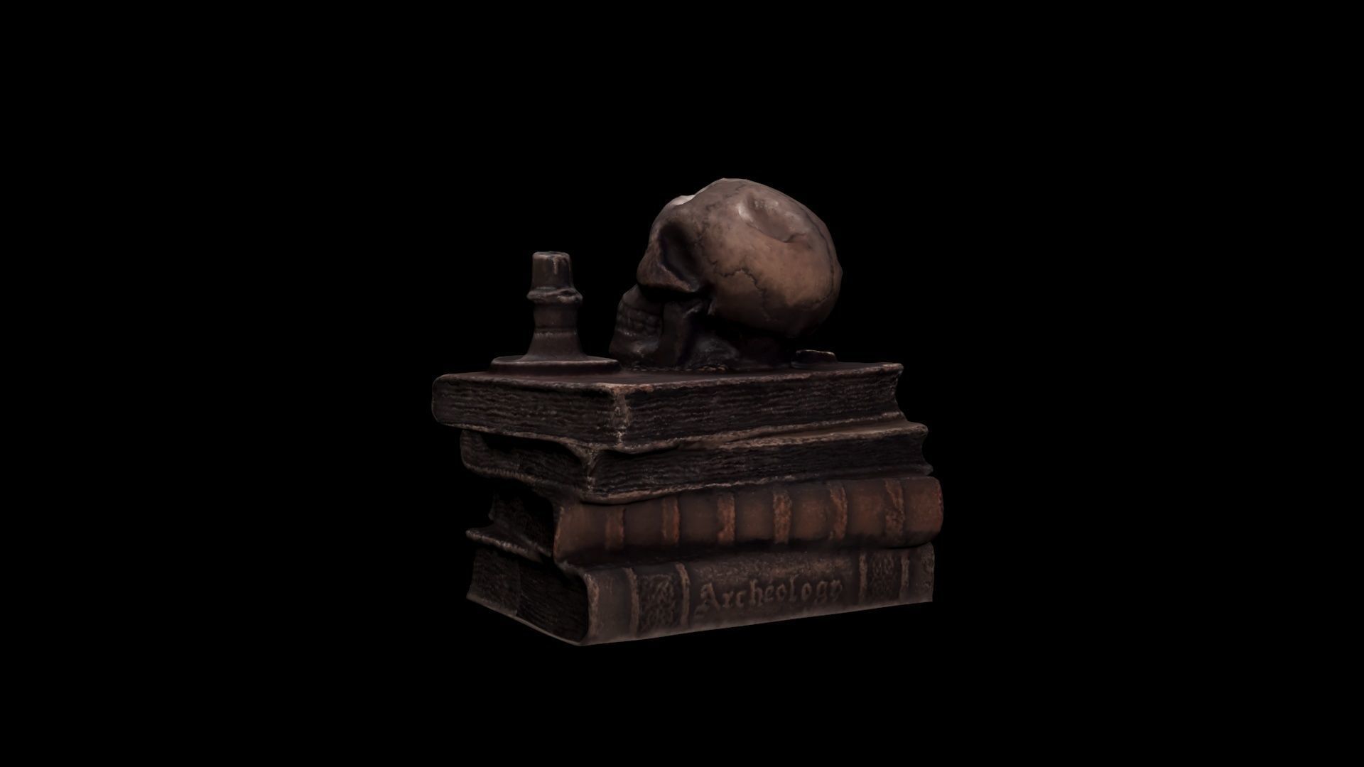 Skull with books Low-poly 3D model_13